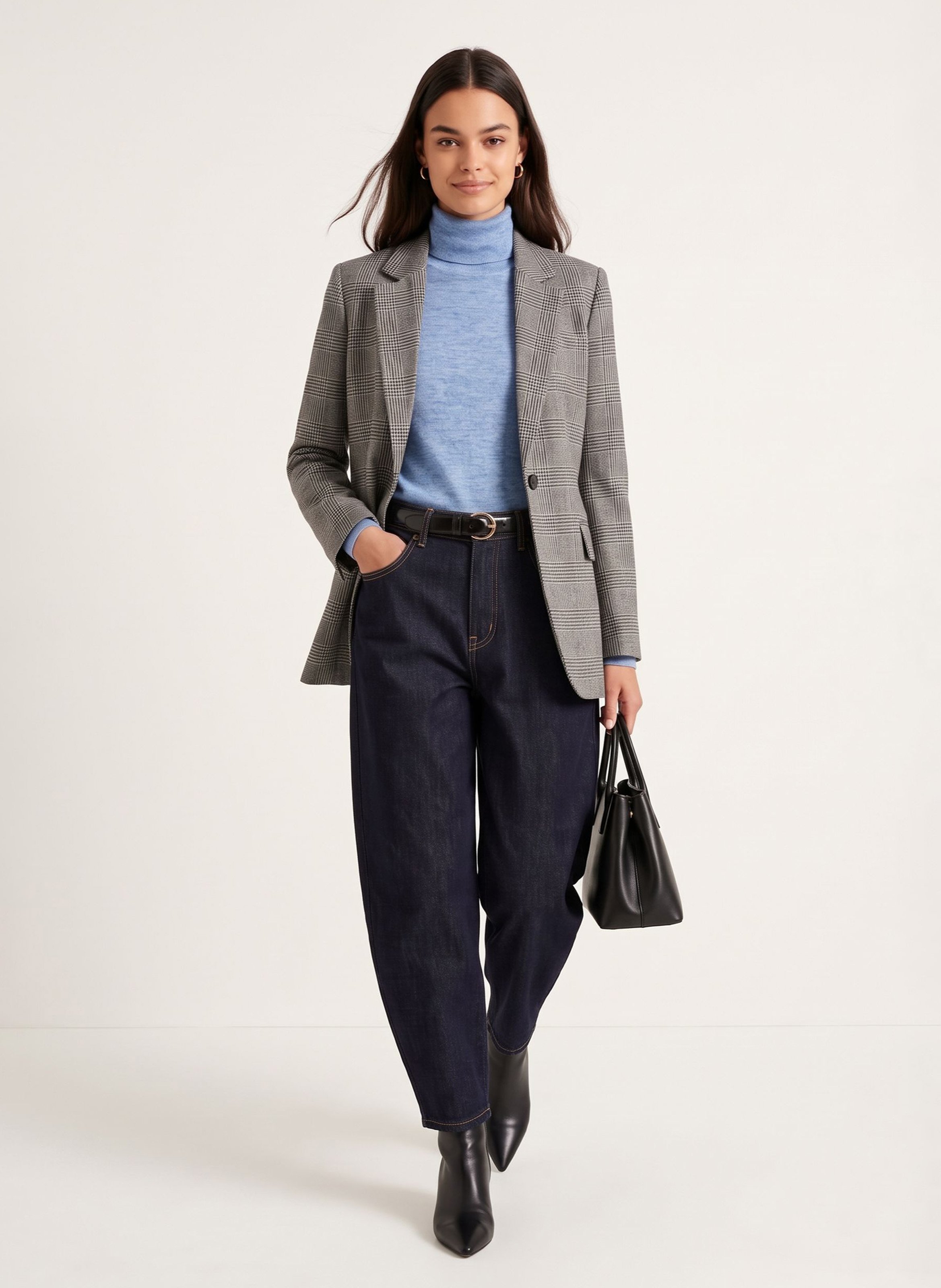 Jean barrel en coton mélangé KOOKAI Bleu