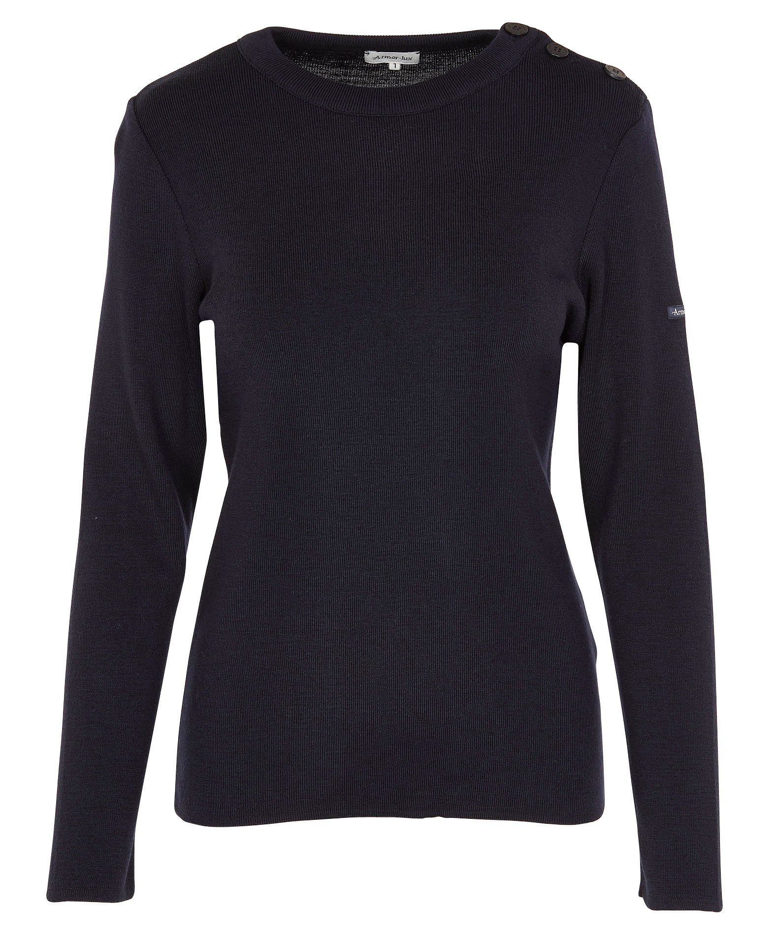 Pull col rond rayé en laine ARMOR LUX Bleu