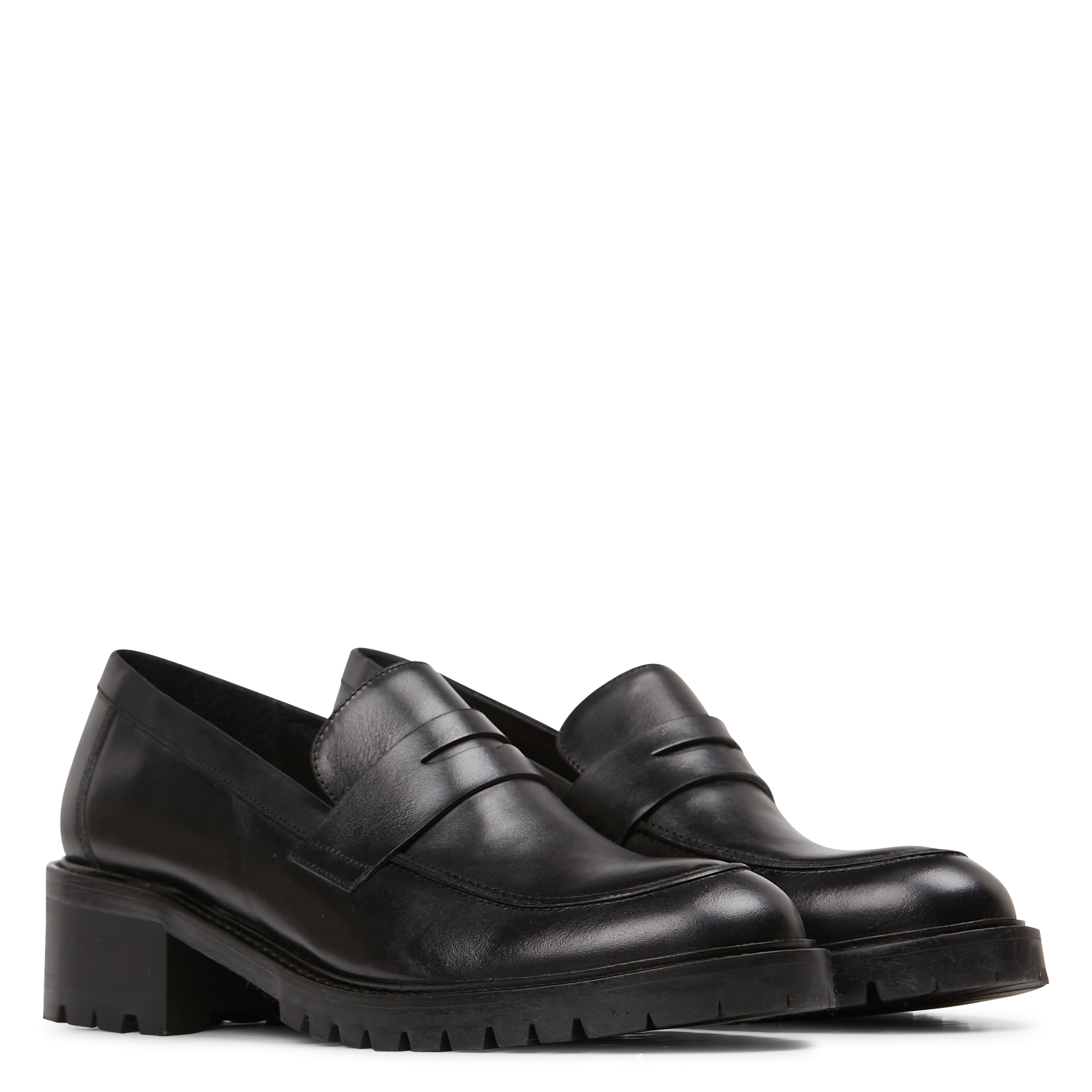 Heeled leather moccasins MELLOW YELLOW Black