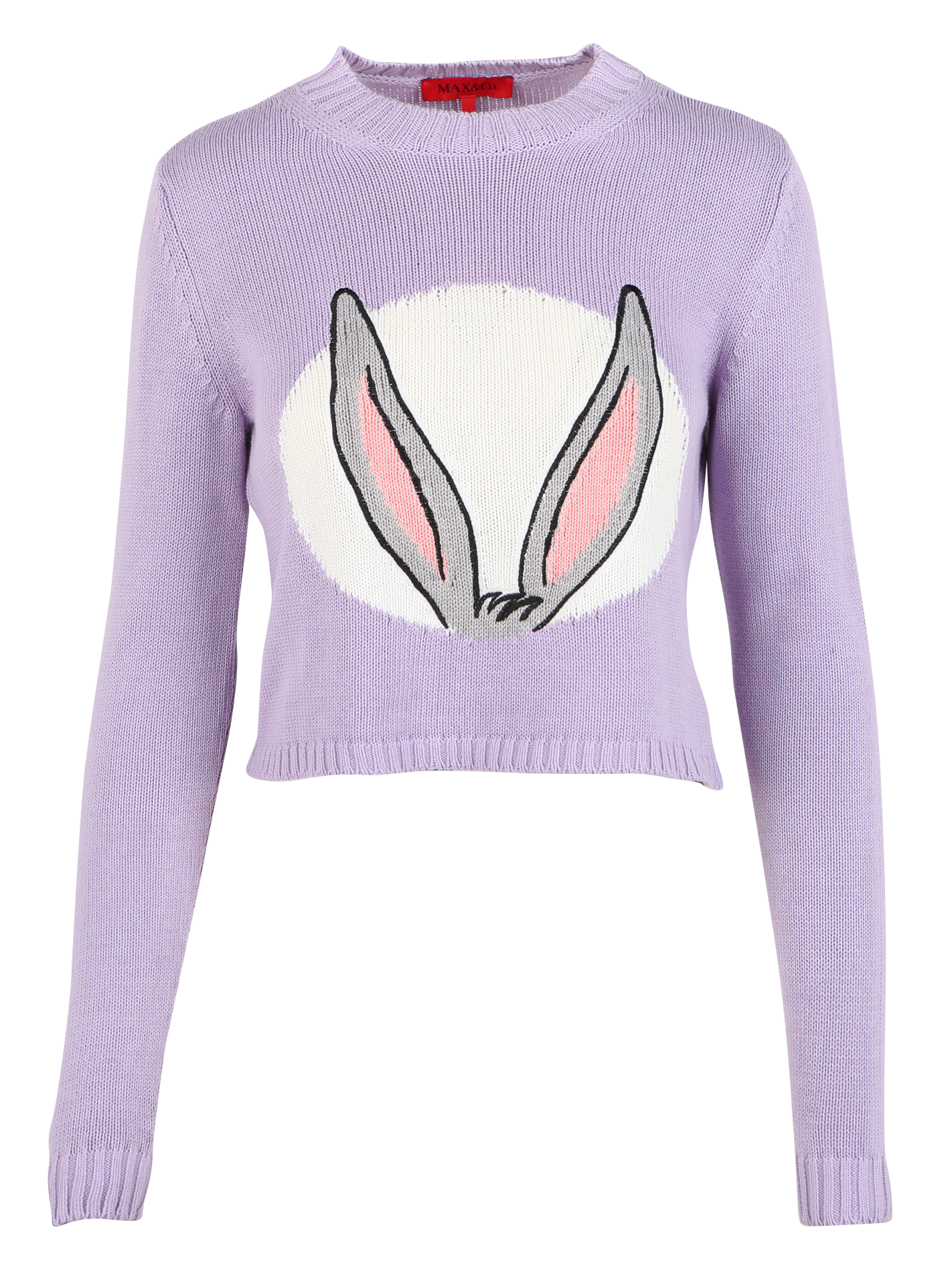 Pull court imprimé à col rond en coton MAX&Co. Violet