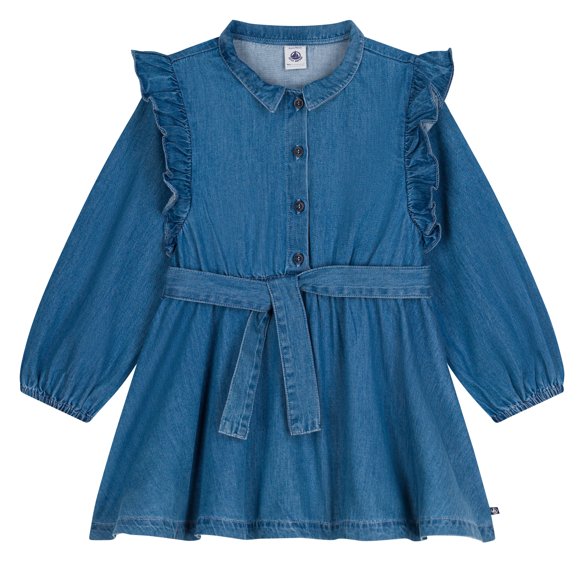 Robe courte col classique en coton PETIT BATEAU Bleu