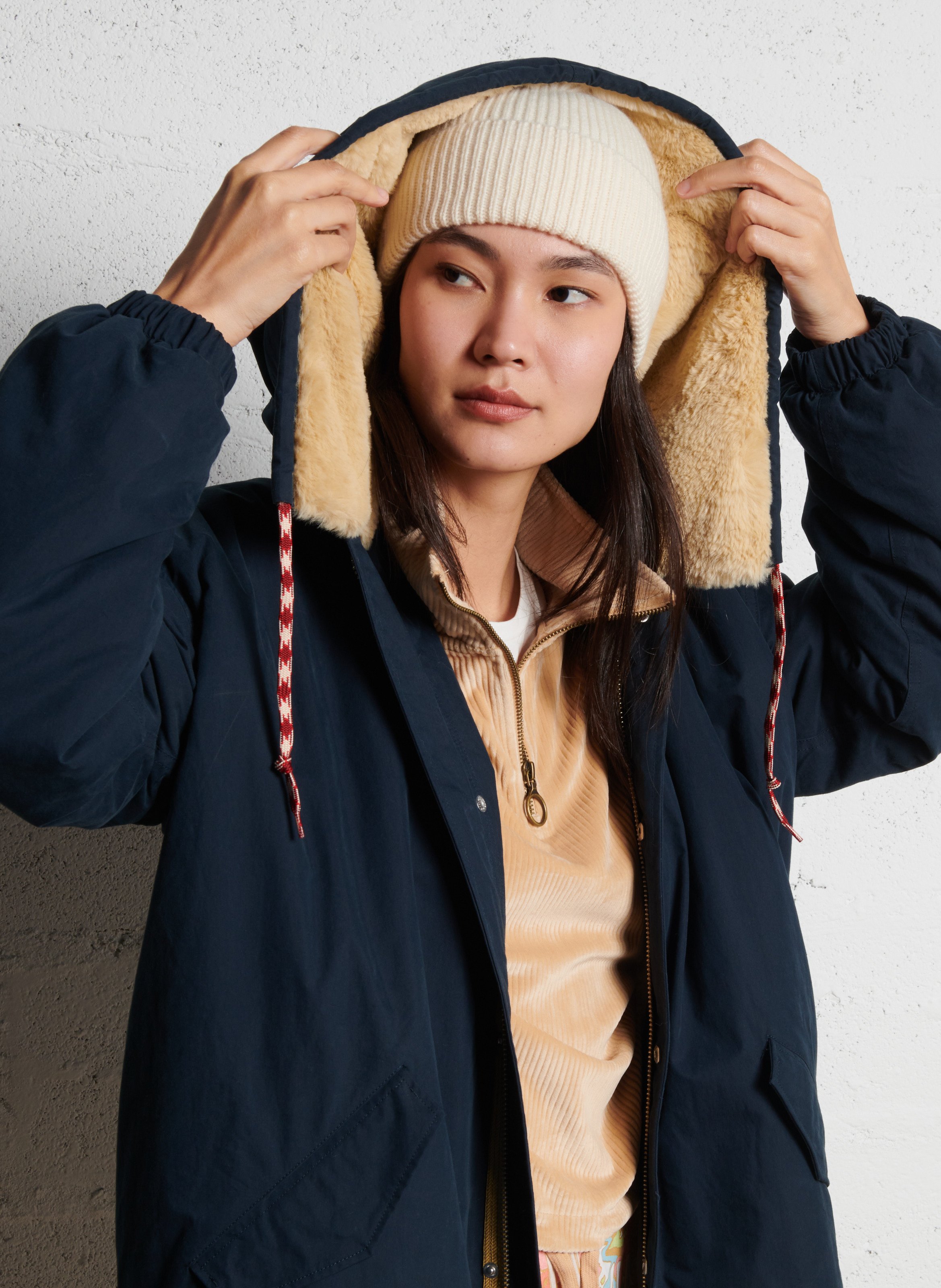 Parka met gevoerde capuchon - katoenblend BELLEROSE Blauw