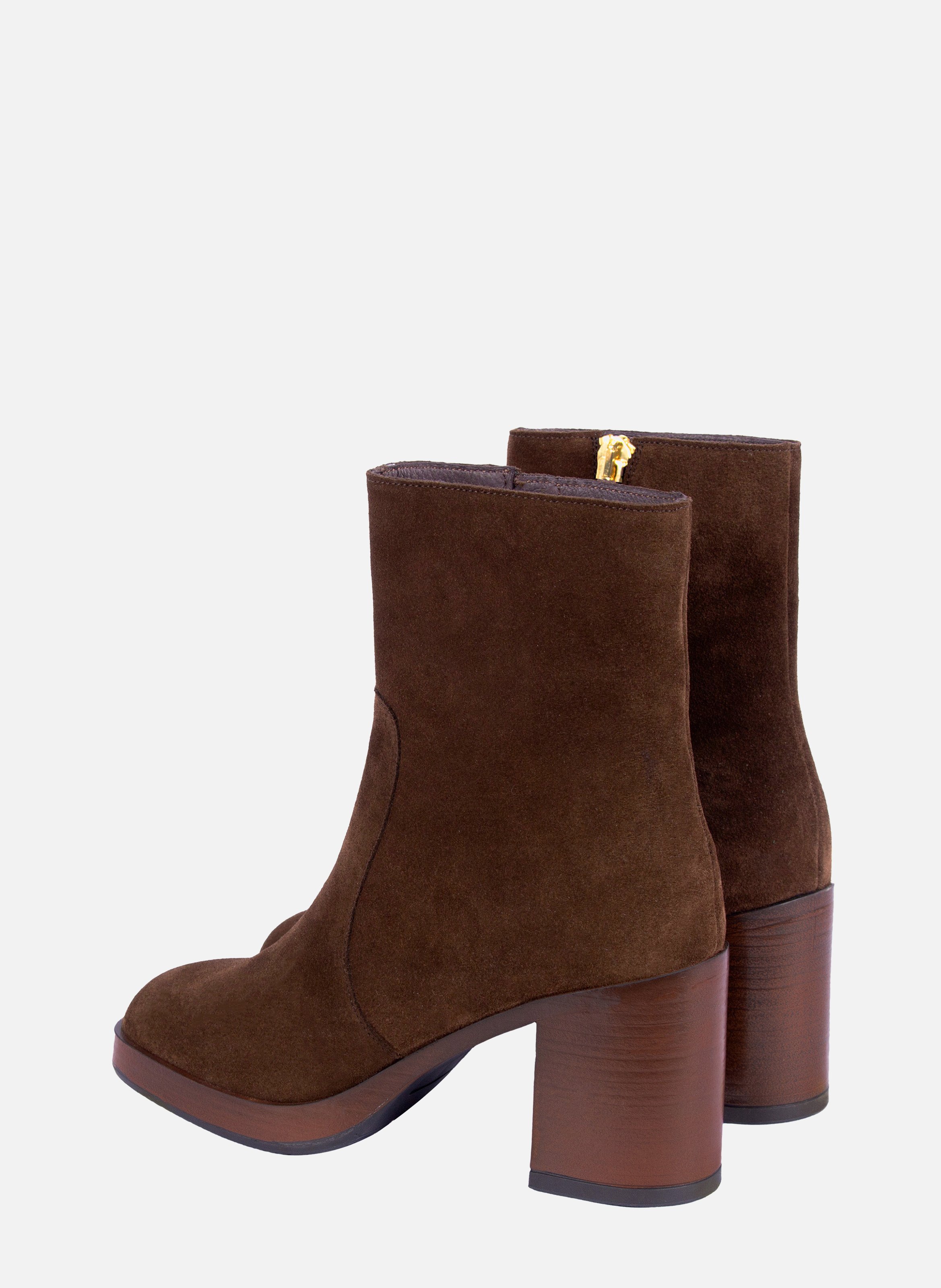 Suede leather platform ankle boots JULES & JENN Brown