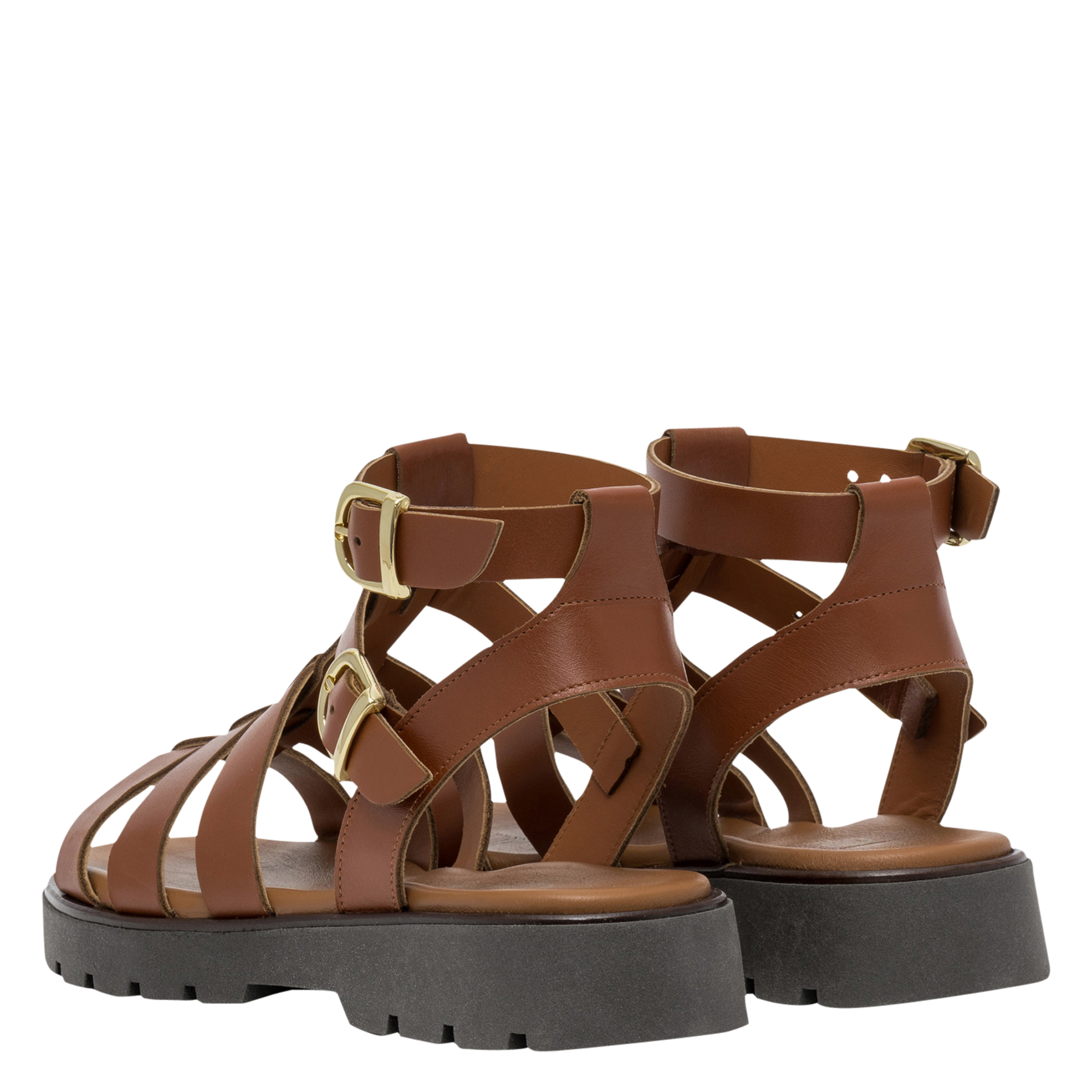 Flache Ledersandalen BOCAGE Braun