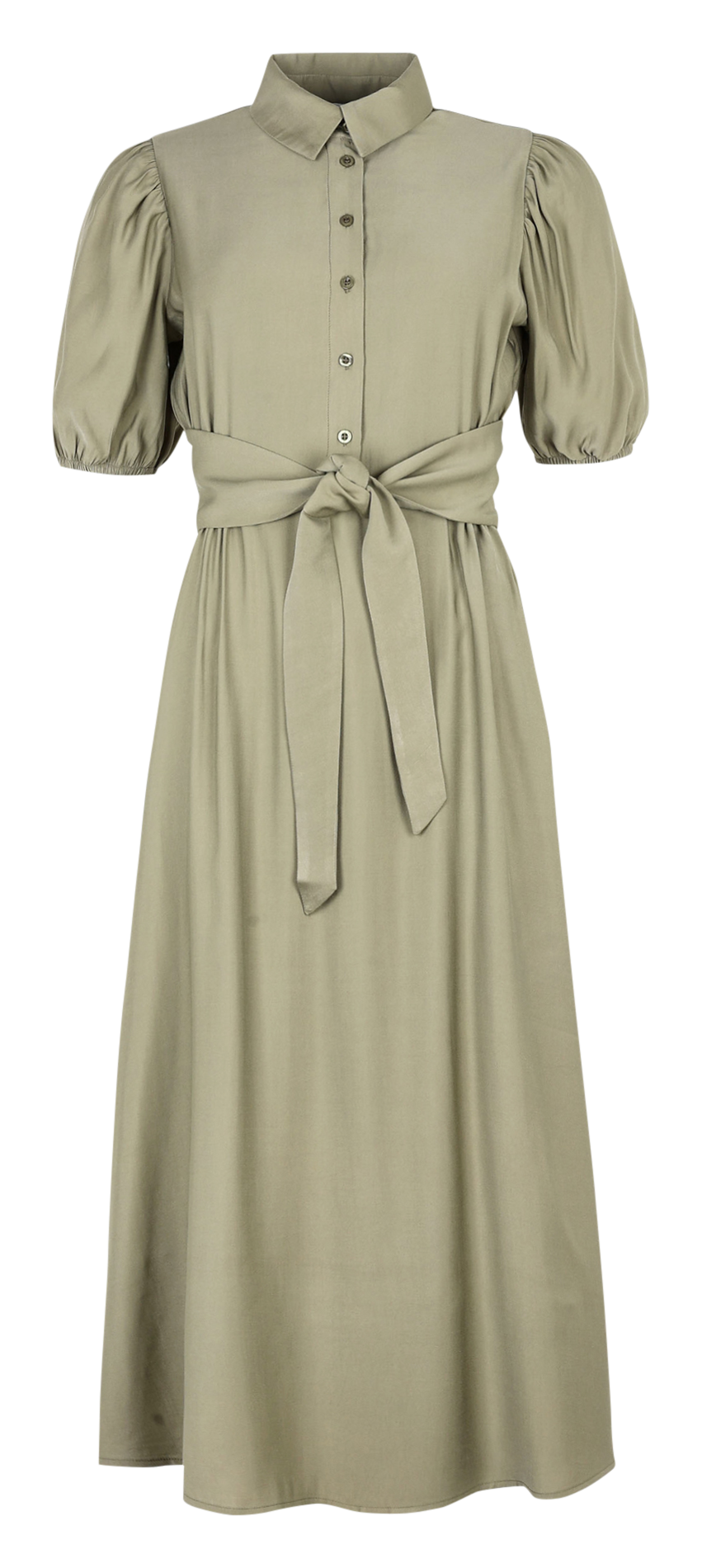 Flared midi dress with short sleeves AN'GE Khaki
