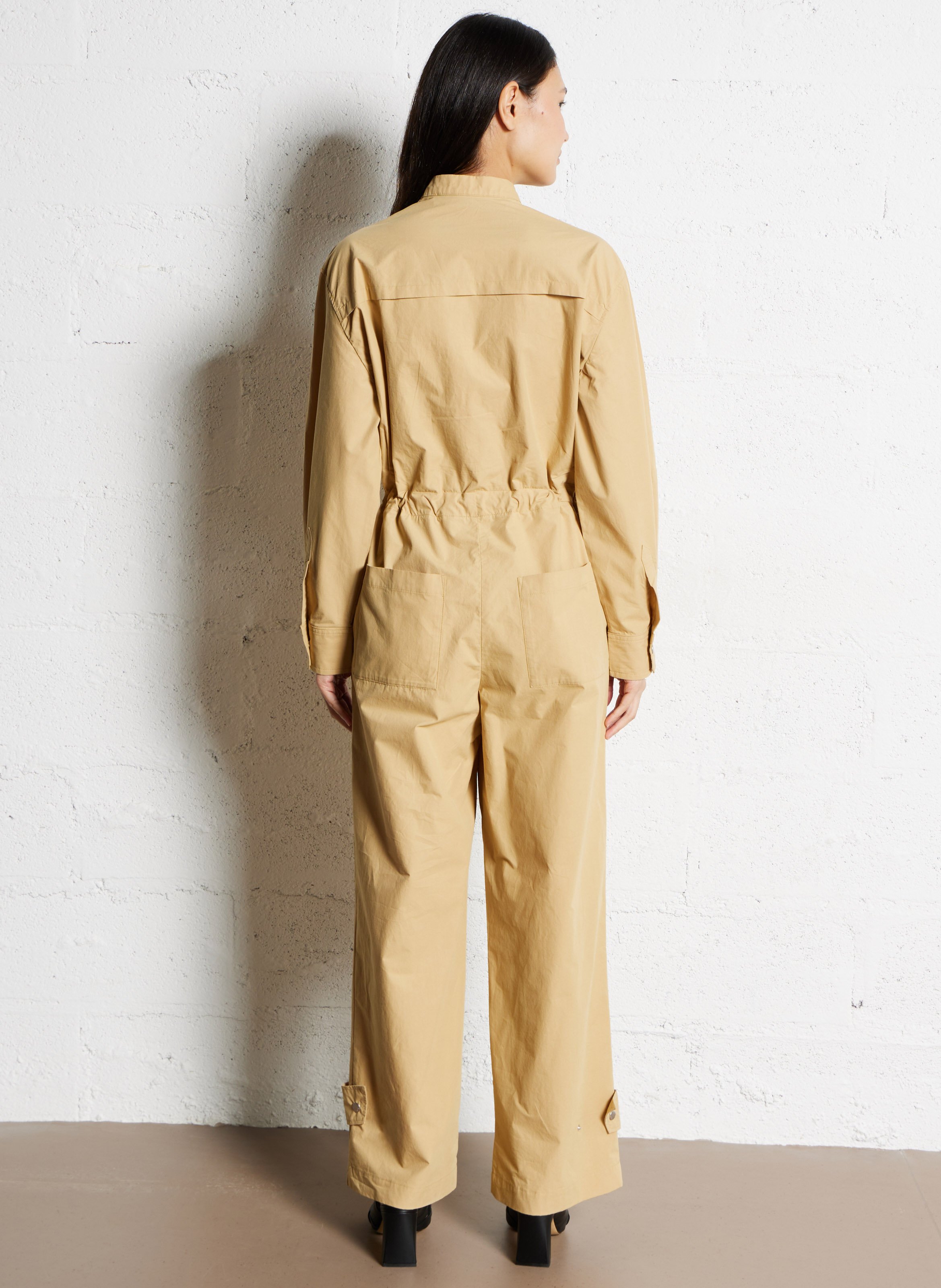 Jumpsuit with cotton bib collar MARGAUX LONNBERG Yellow