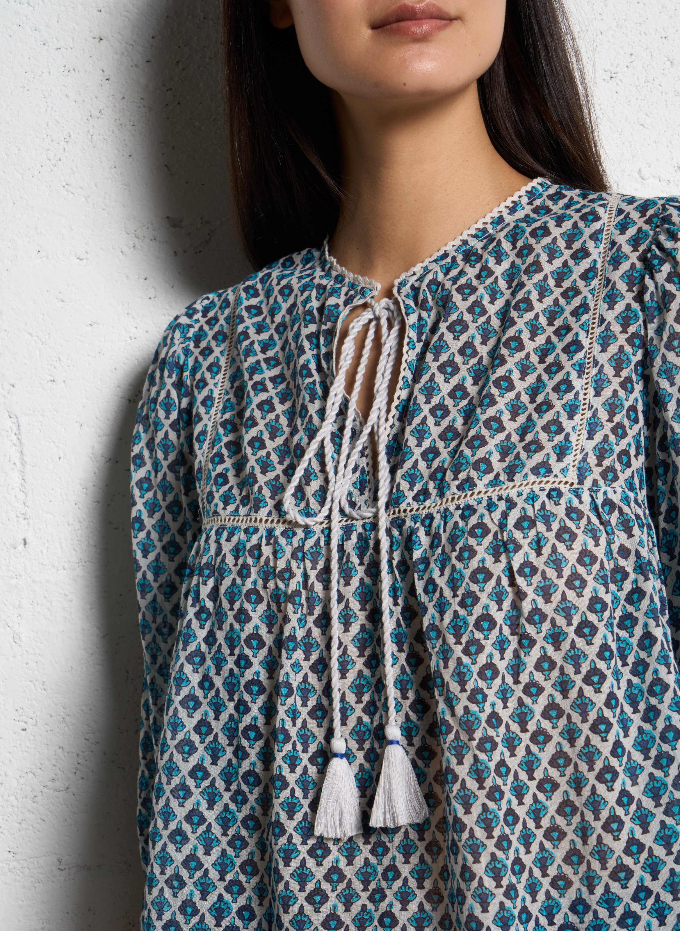 Weite Baumwollbluse M.A.B.E Blau