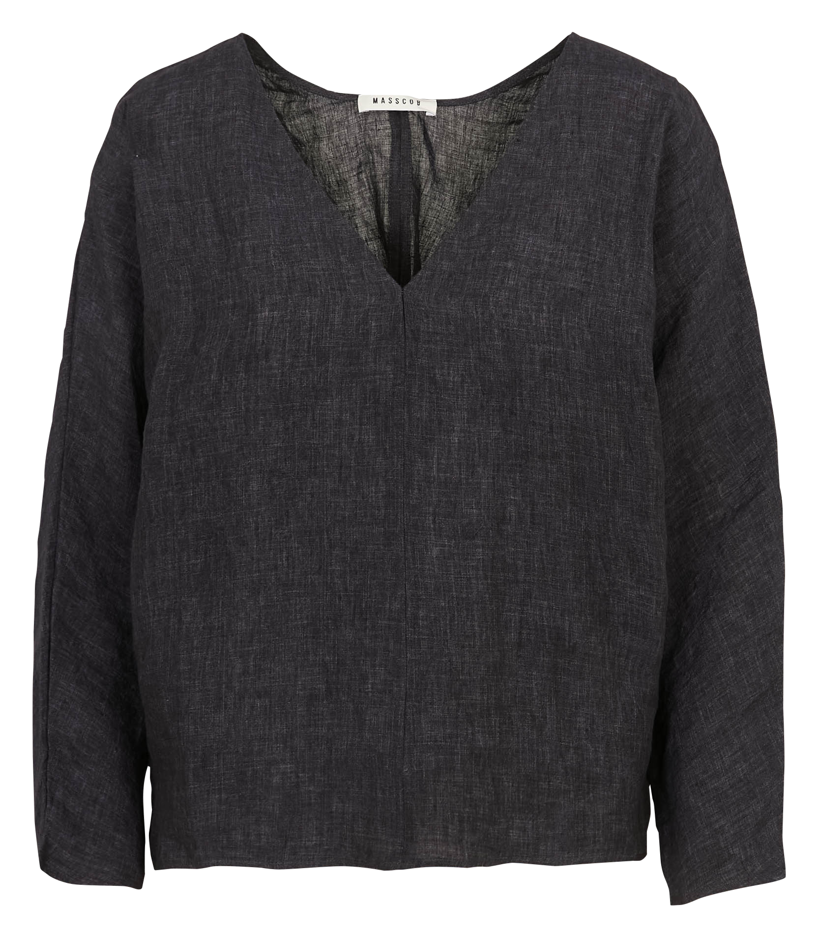 V-neck linen top MASSCOB Black