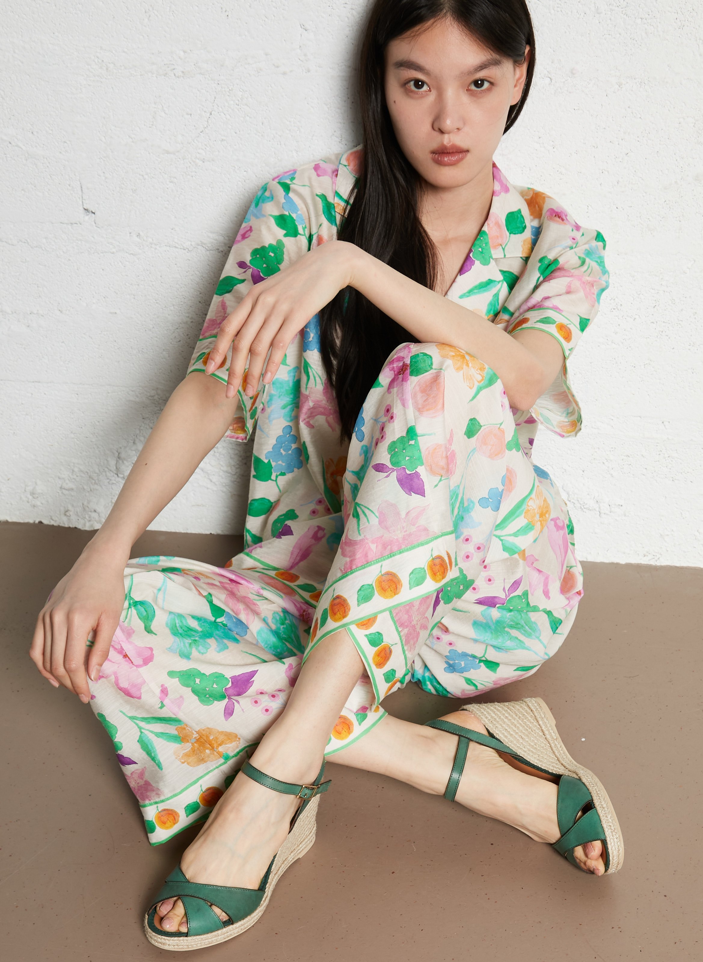 Rechte, soepelvallende broek met bloemenprint  FABIENNE CHAPOT Beige