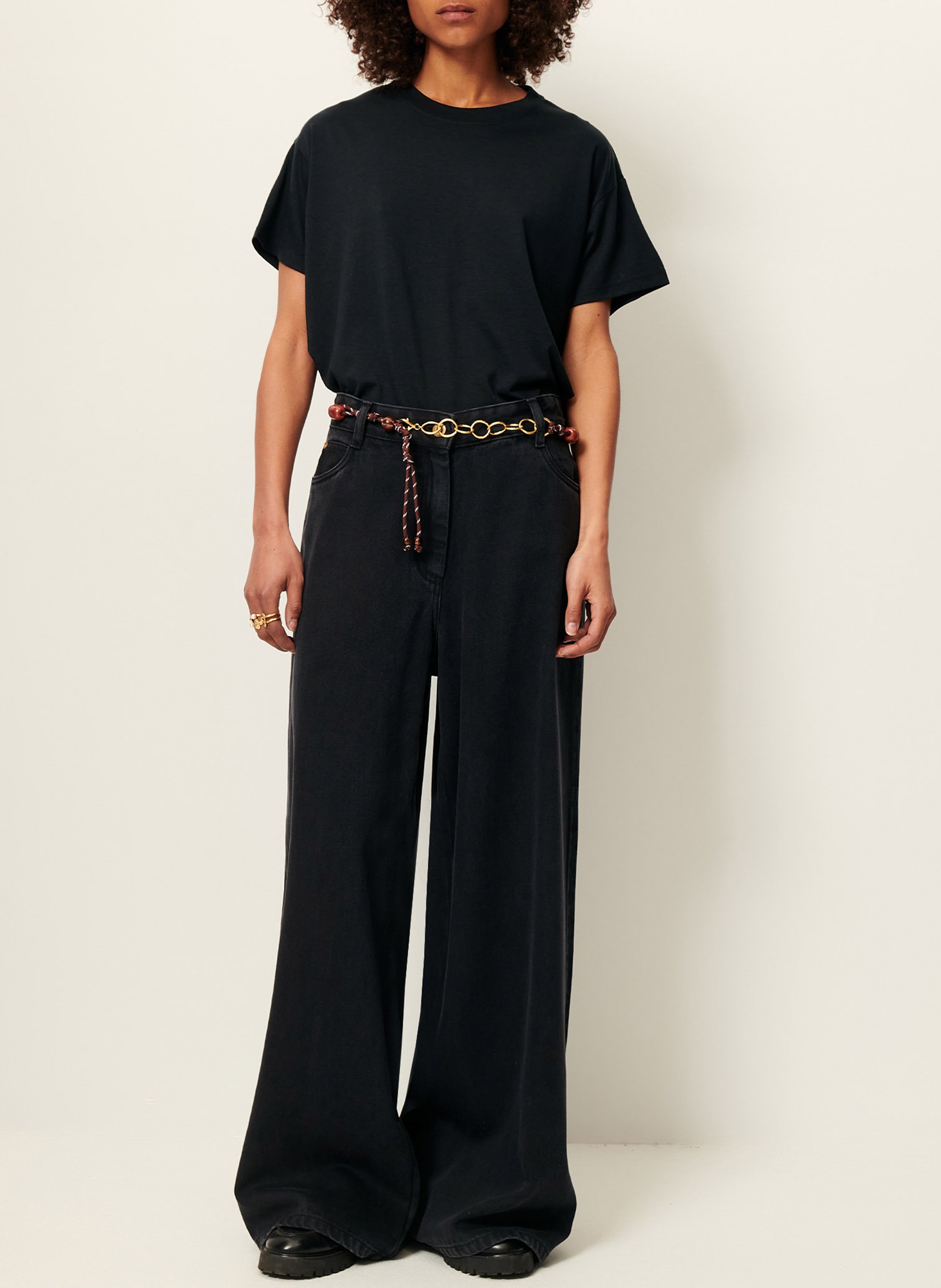 Tee-shirt ample col rond fluide SESSUN Noir