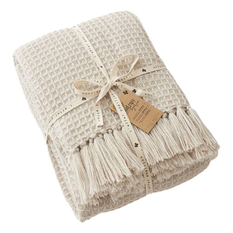 Plaid en coton pur L'EFFET PAPILLON Beige