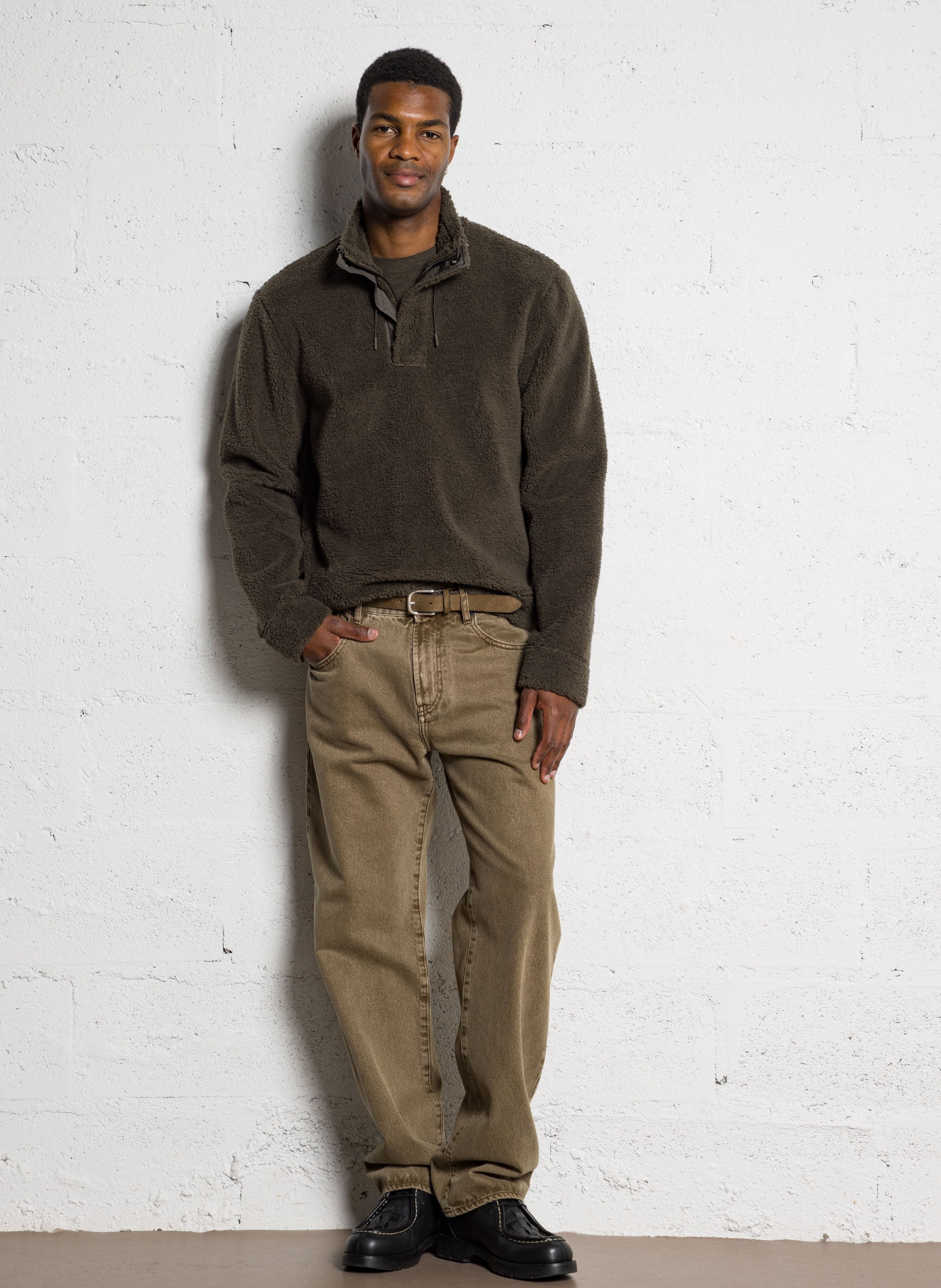 Gerade Fleecejacke mit Stehkragen IKKS Khaki