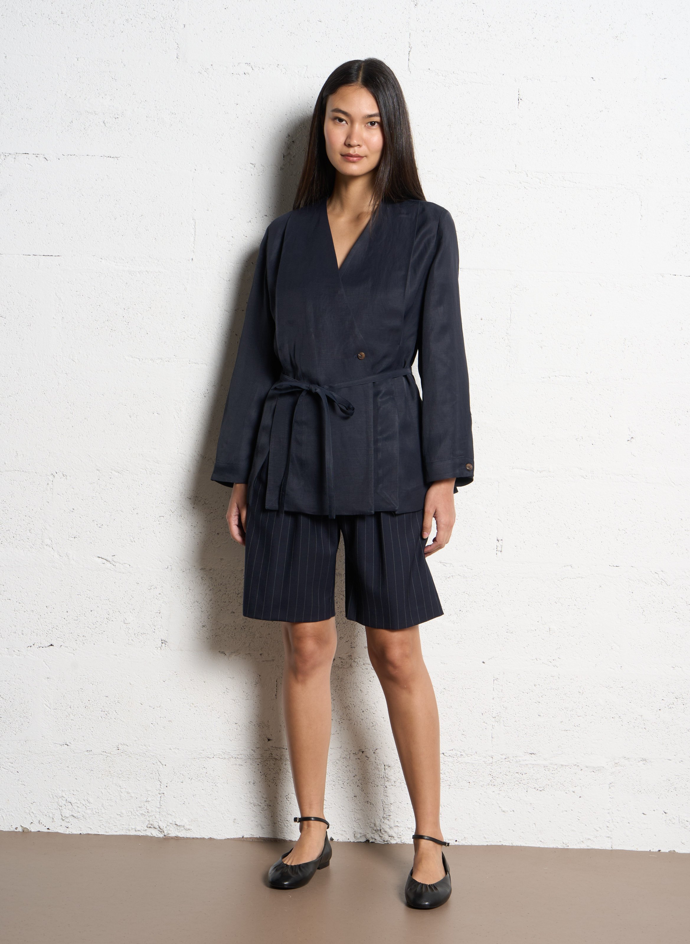 Bandplooishort | wolblend MARGAUX LONNBERG Blauw