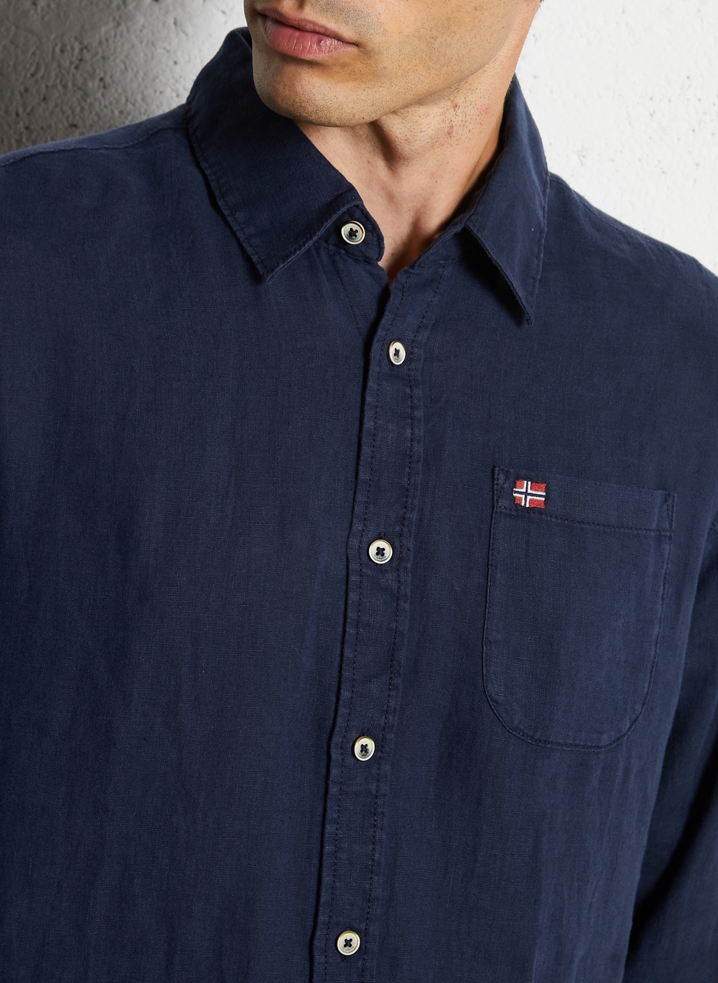 Straight linen shirt NAPAPIJRI Blue