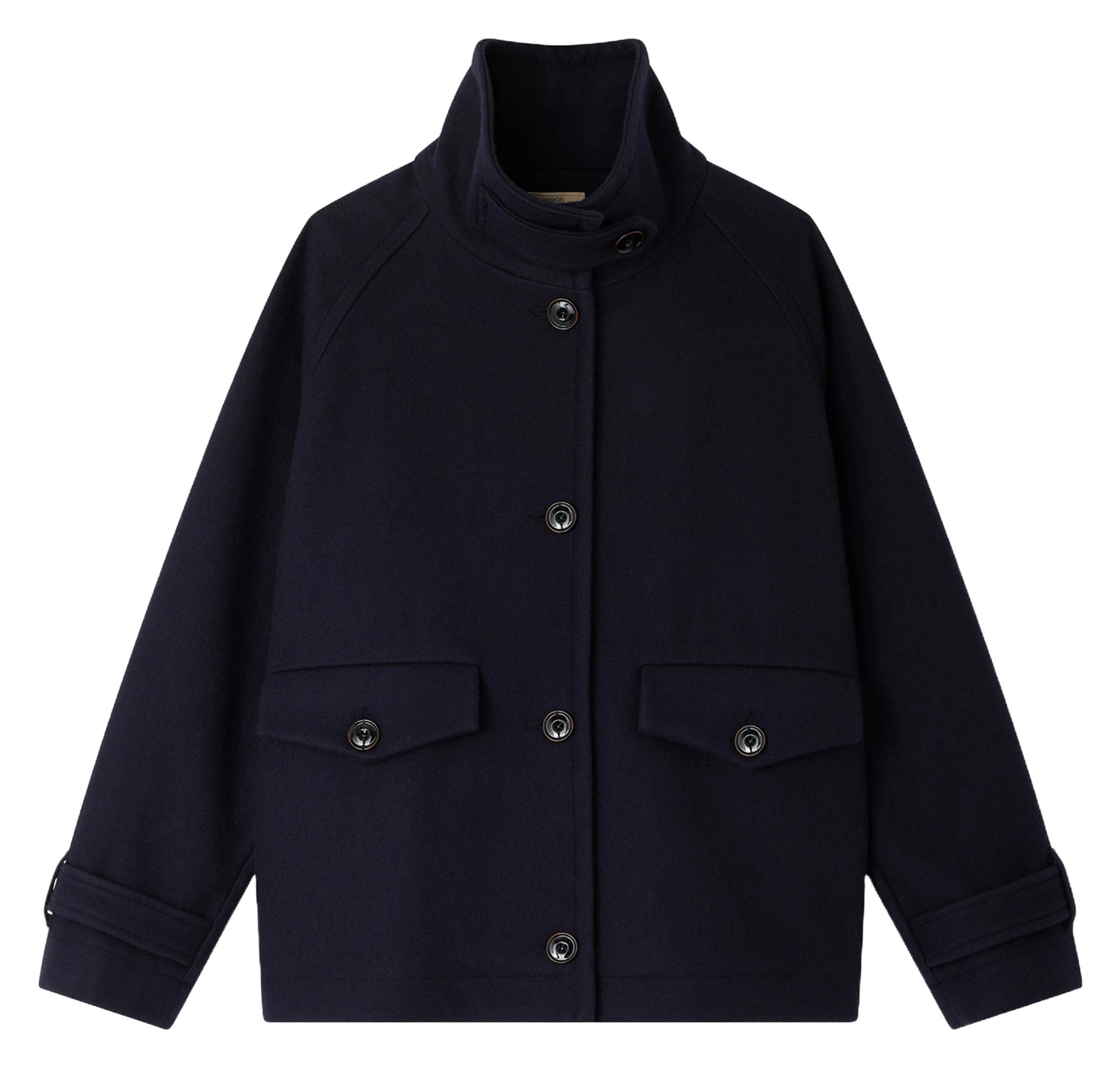 Short high-neck wool-blend coat SESSUN Blue