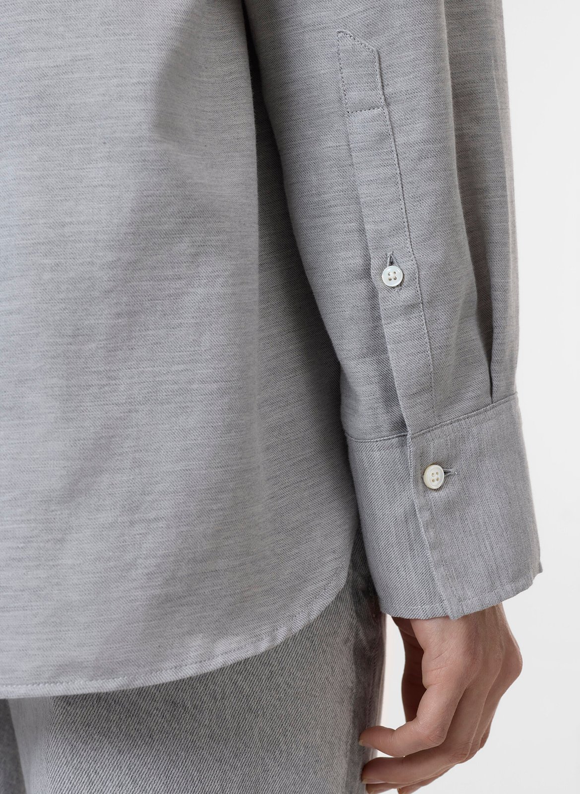 Solid straight blouse with asymmetric buttons CLOSED Grey