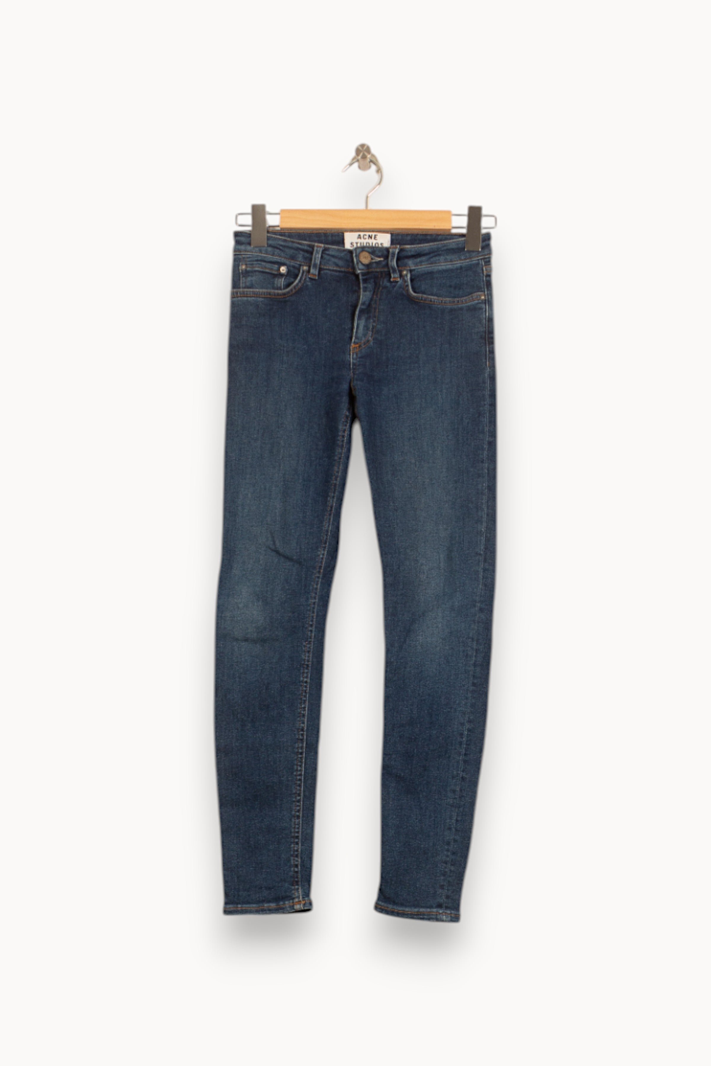 Cropped slim jeans with studs ACNE STUDIOS - Seconde Main Blue