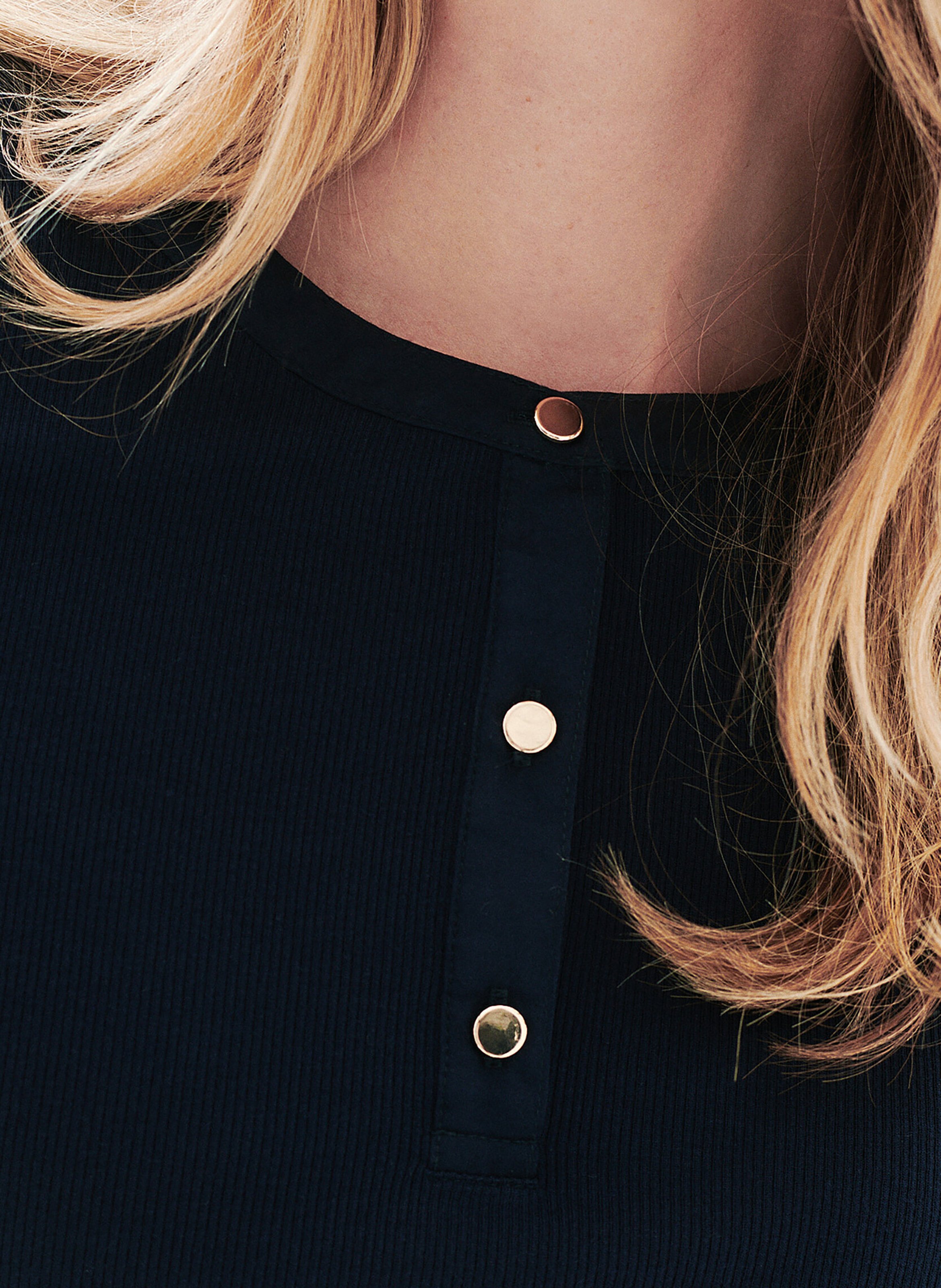 Tee-shirt moulant col rond CAROLL Bleu