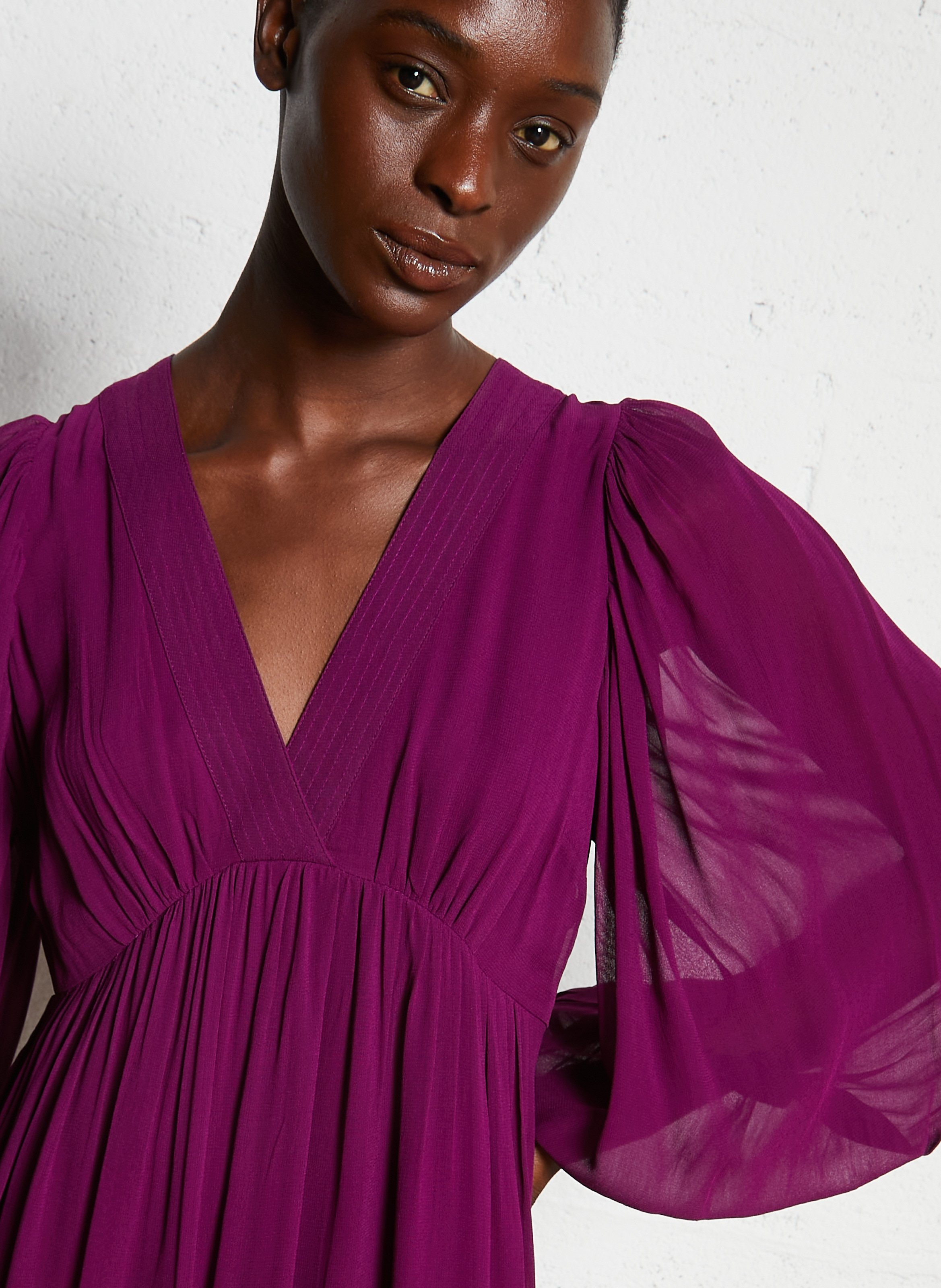 Robe midi col V MAISON 123 Purple