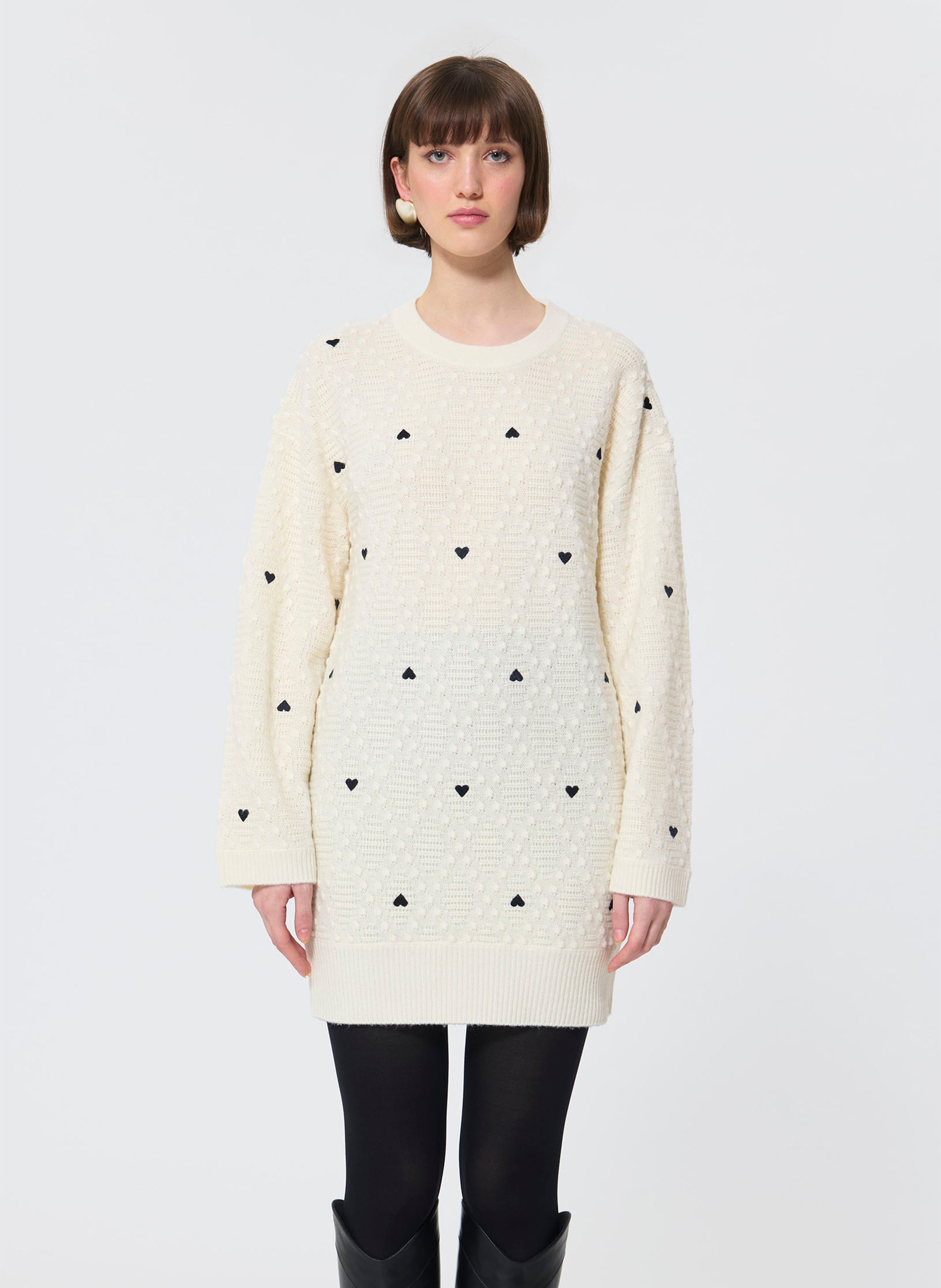 Robe courte col rond en laine TARA JARMON Beige