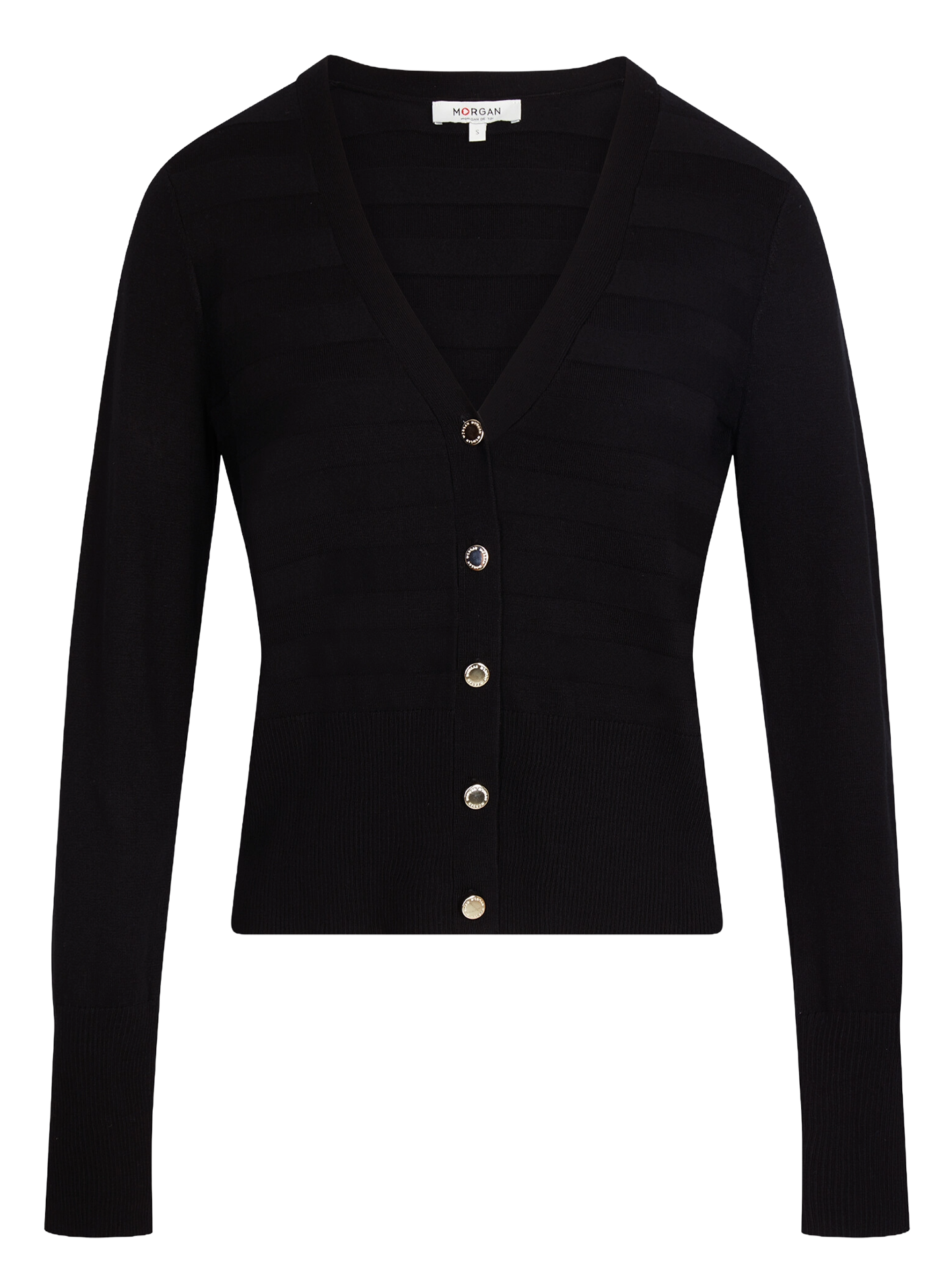 Gerade geschnittene Strickjacke mit V-Ausschnitt MORGAN Schwarz