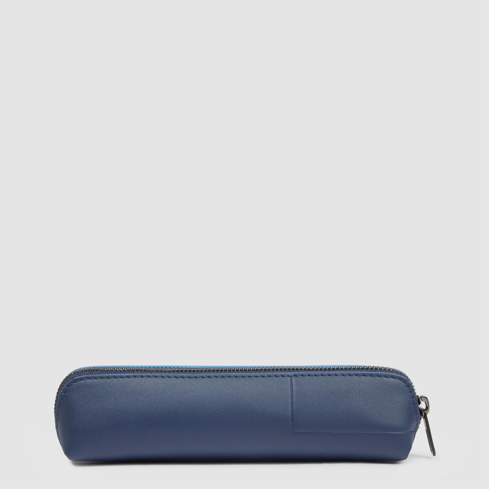 Leather pen case PIQUADRO Blue