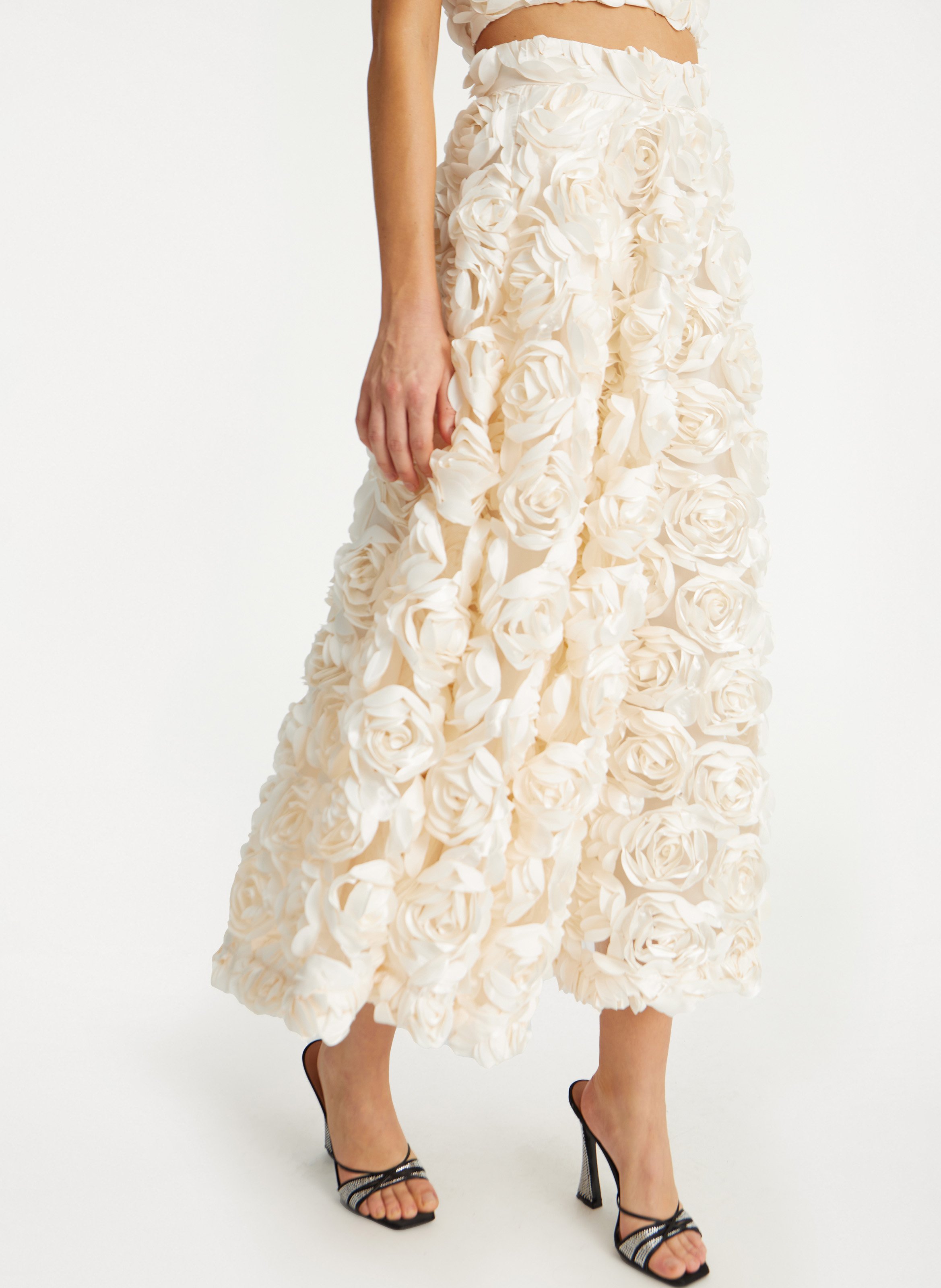 Jupe longue fleurie ROTATE Blanc