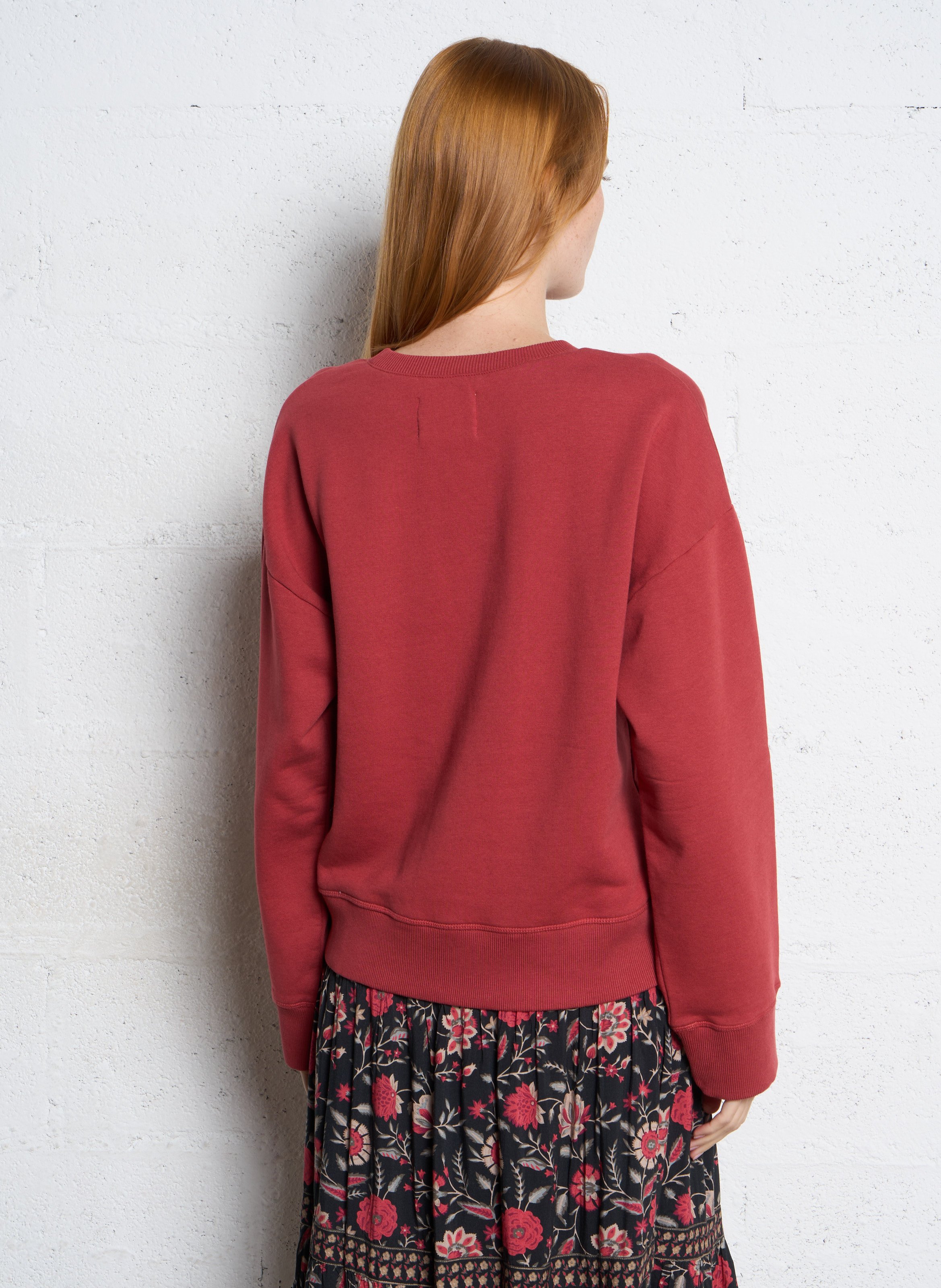 Sweat col rond en coton mélangé LEON & HARPER Rouge