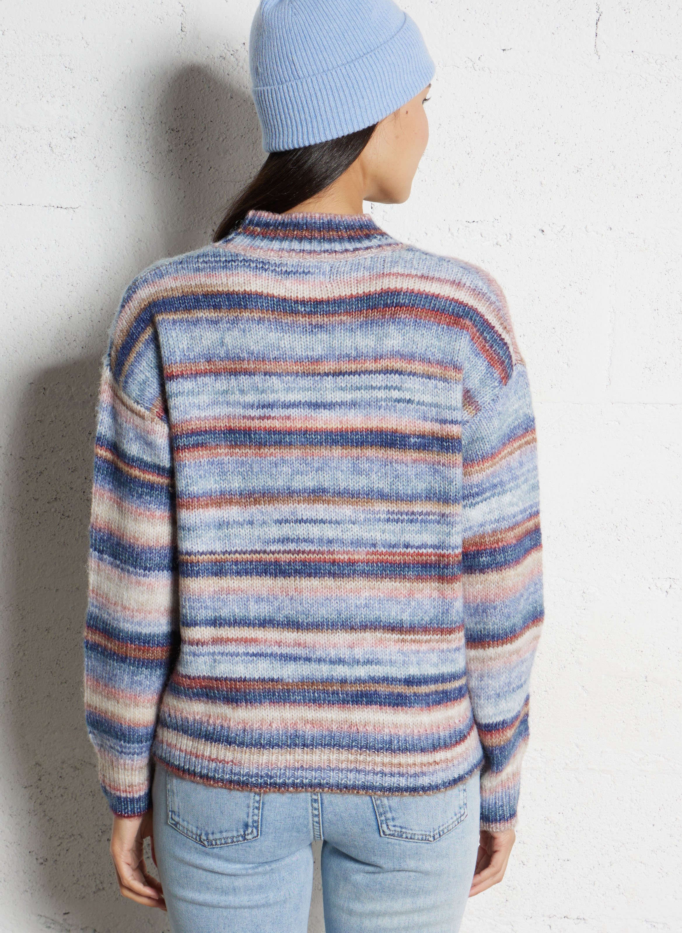 Pull droit manches longues à rayures MAISON 123 Bleu