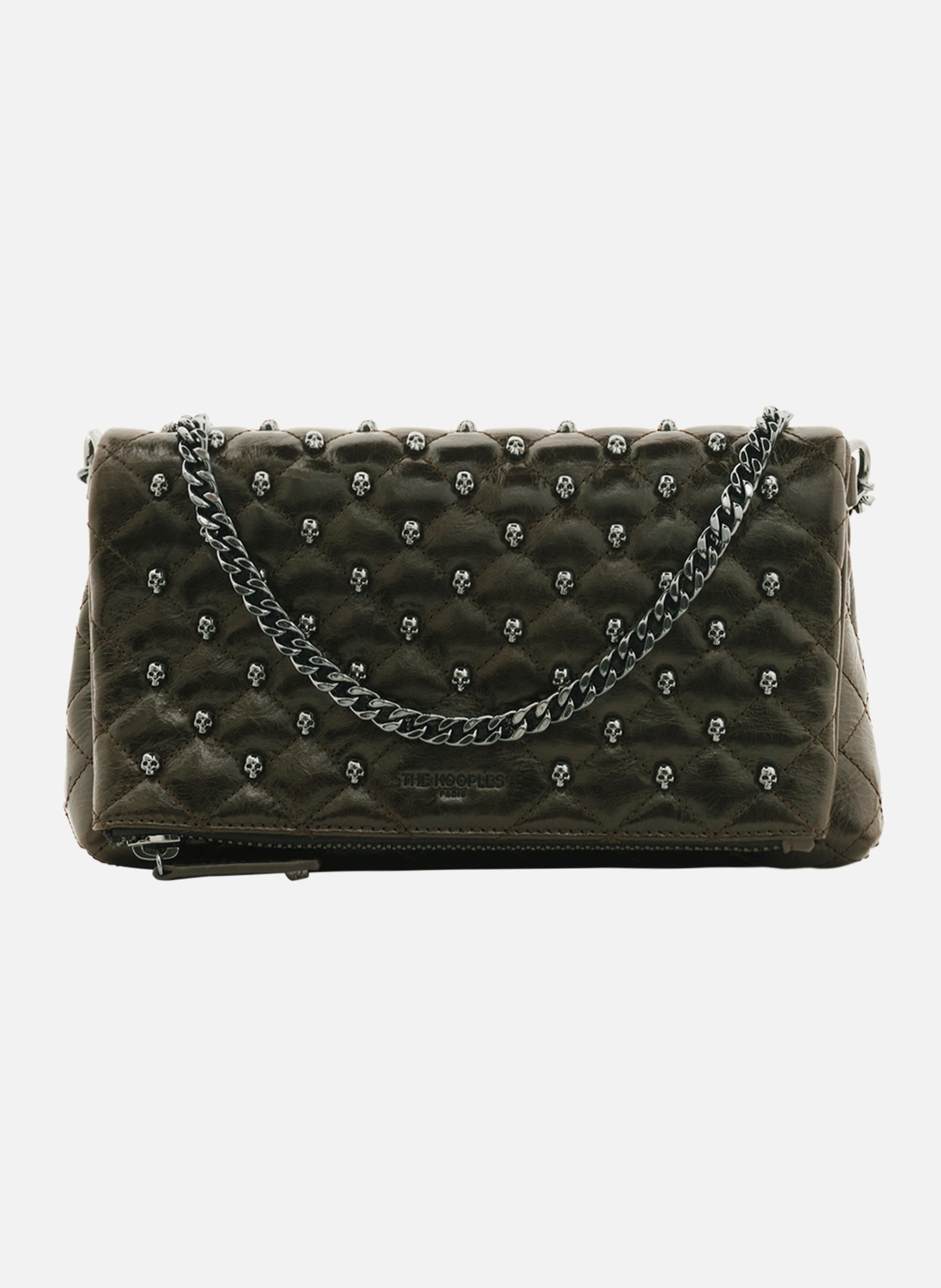 Heritage small cracked leather clutch THE KOOPLES Green