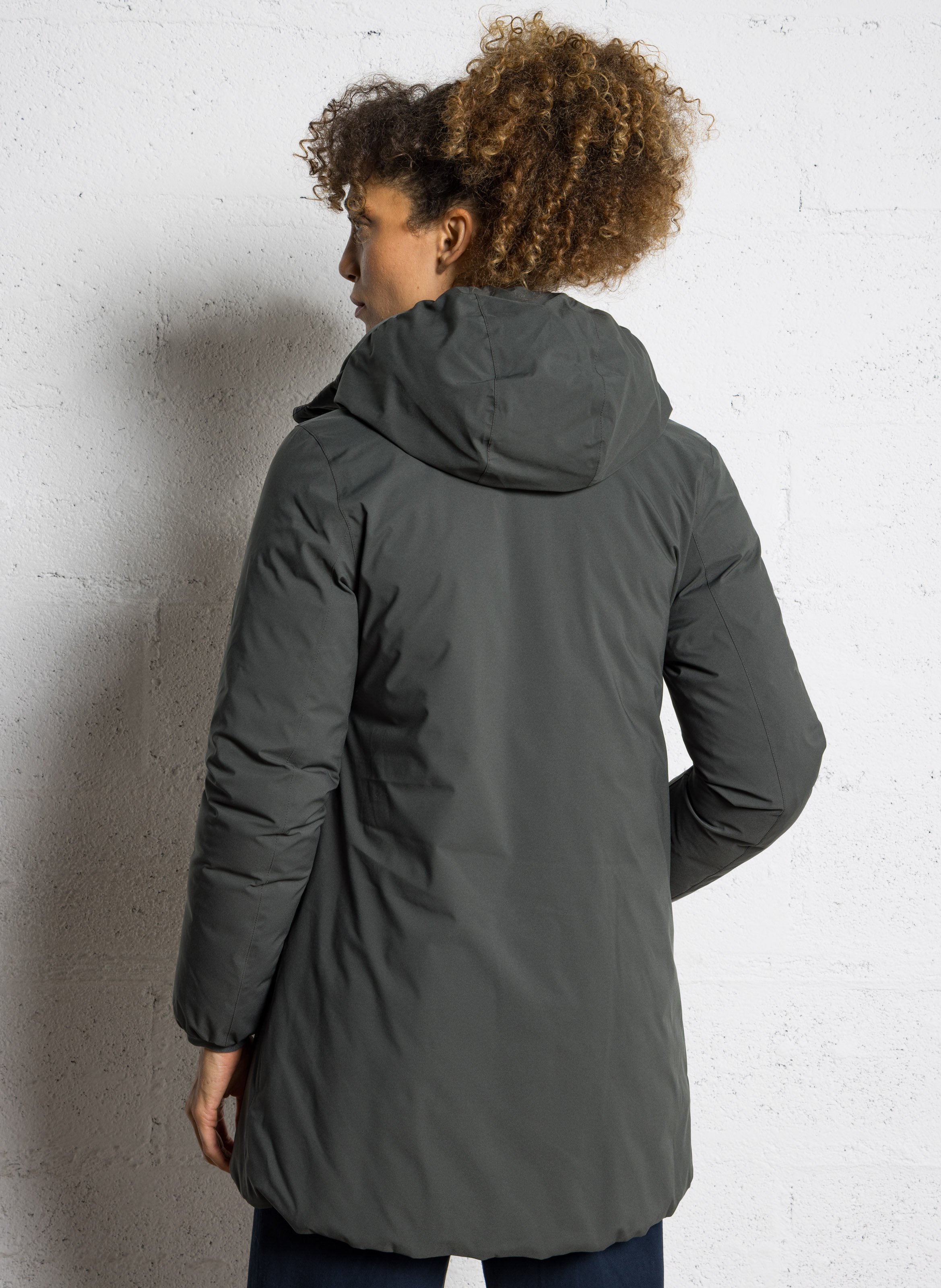 Gerade geschnittener Regenmantel mit Stehkragen K-WAY Grun