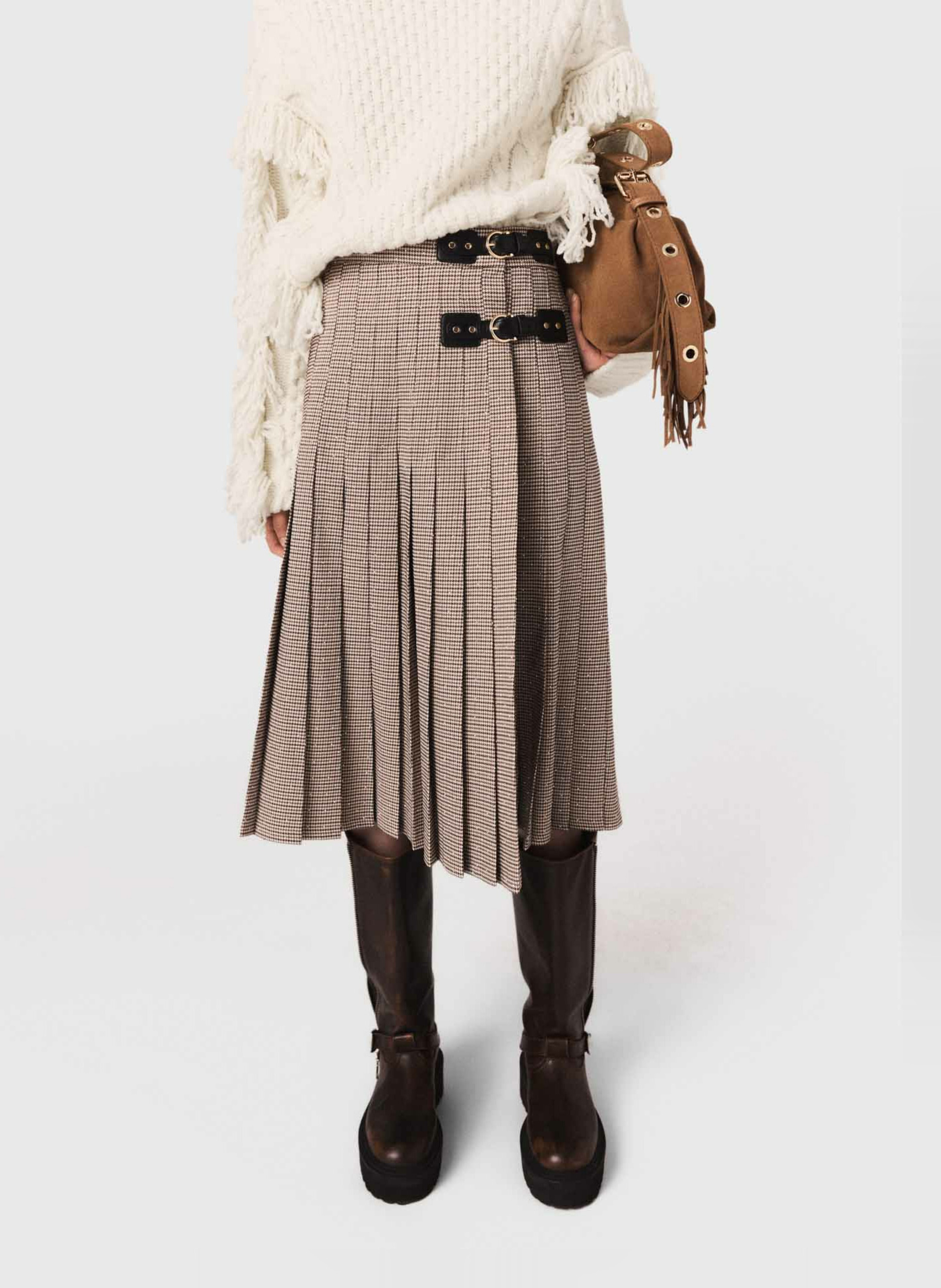 Ausgestellter Midi-Faltenrock MAJE Braun