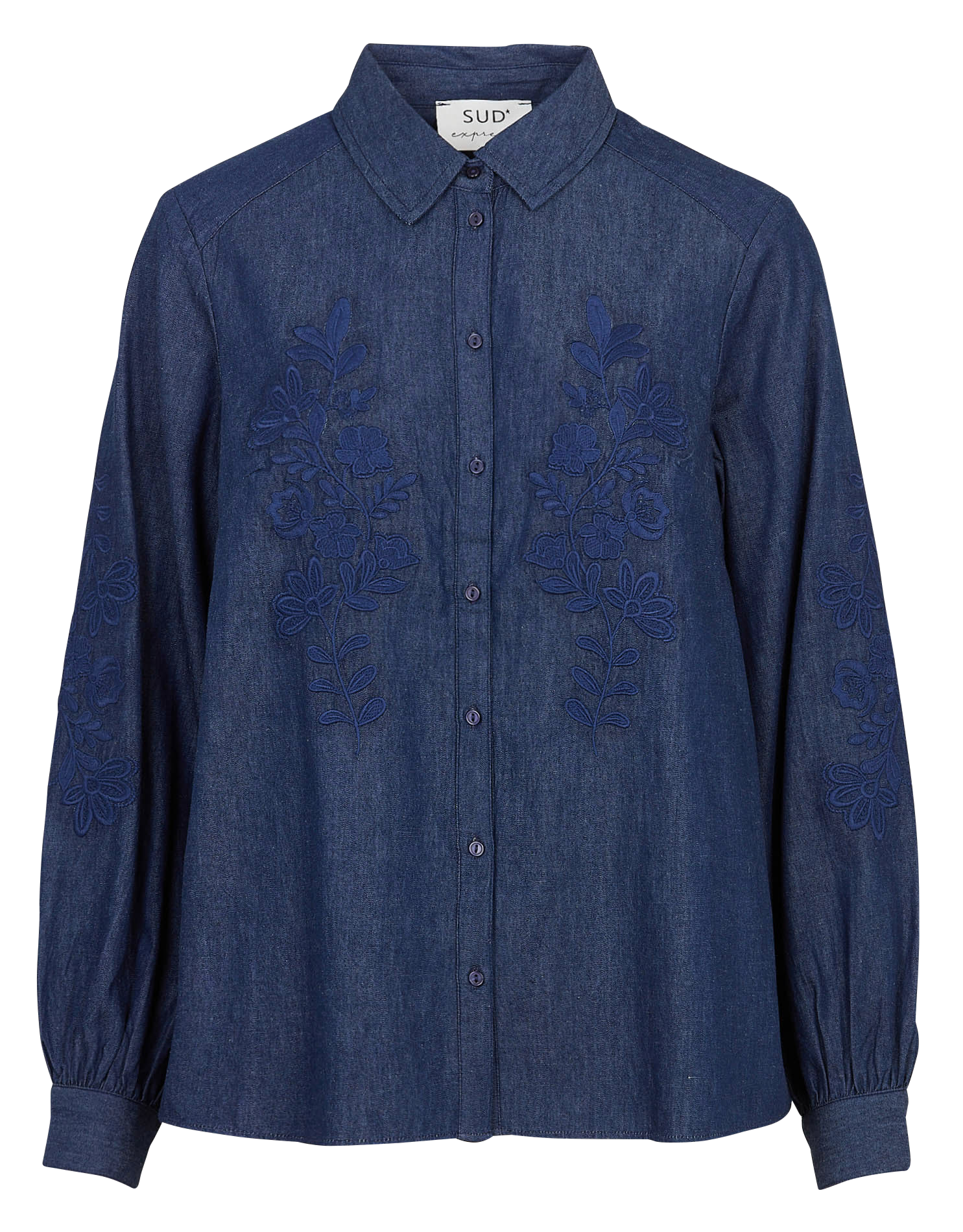 Chemise ample col classique en coton Bleu