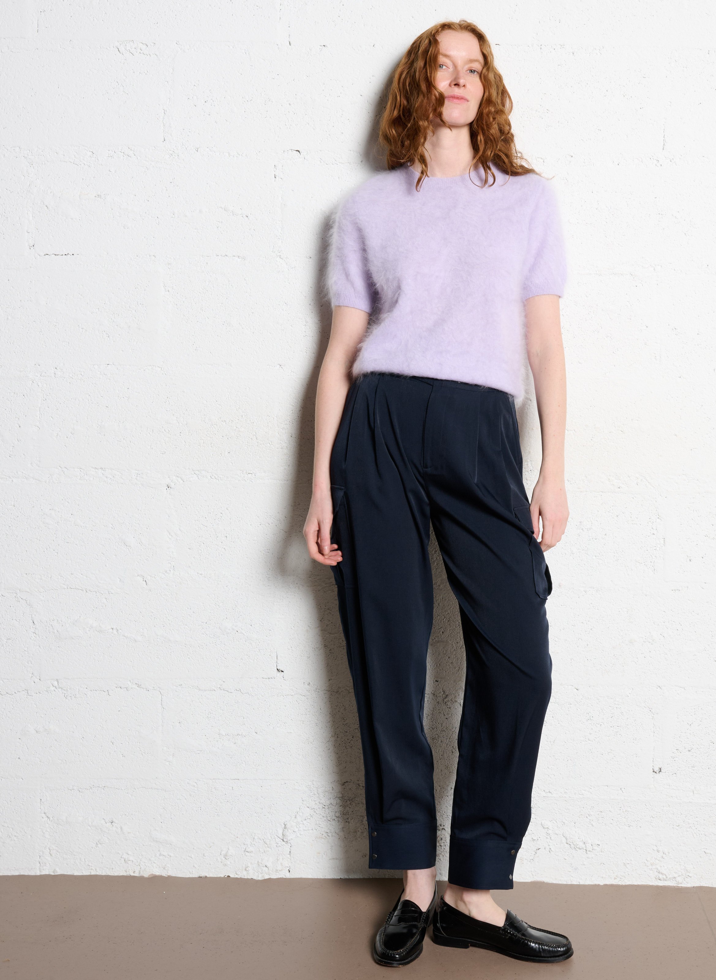 Maglione dritto scollo tondo in cashmere IKKS Viola