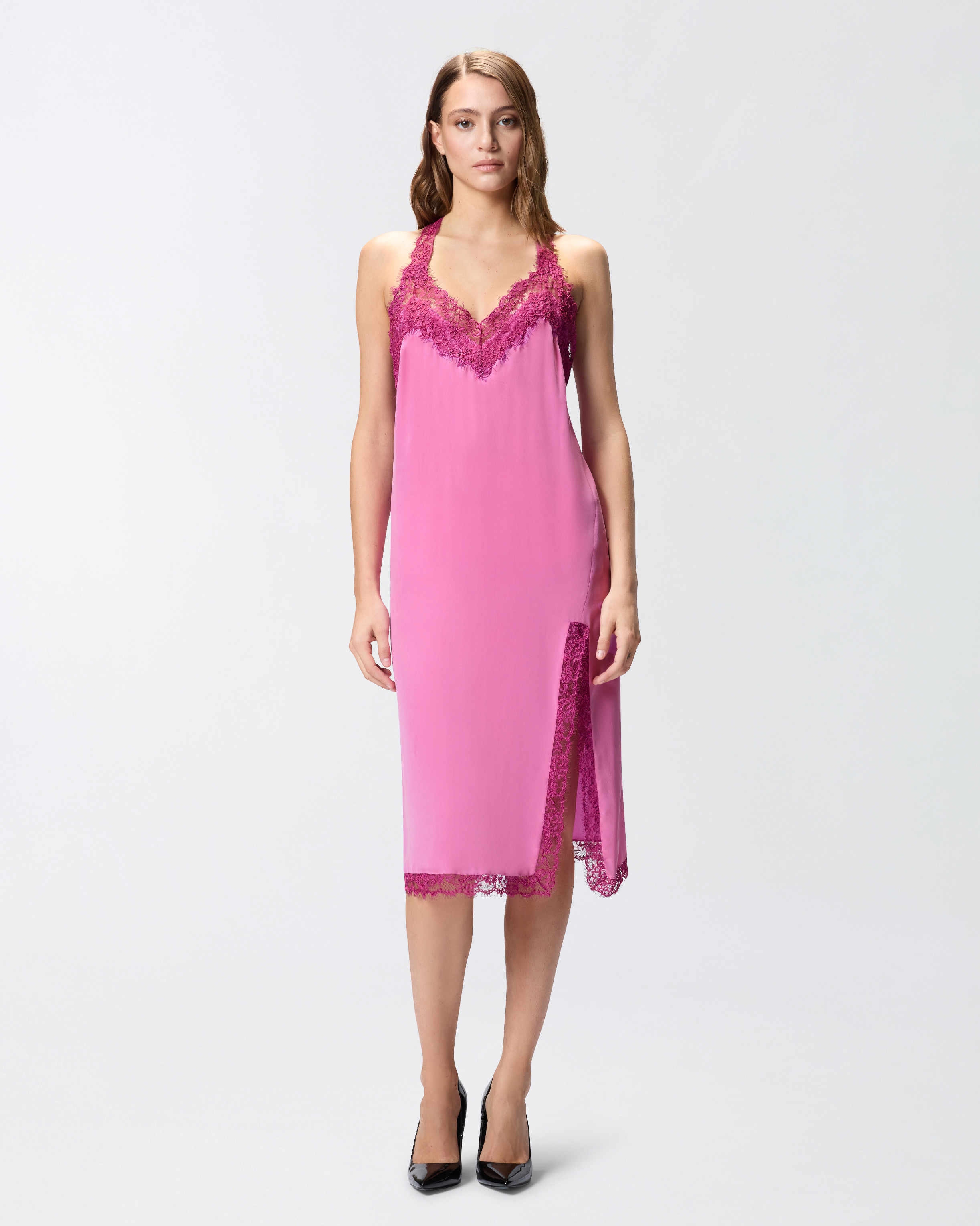 Silk and lace lingerie dress Pink