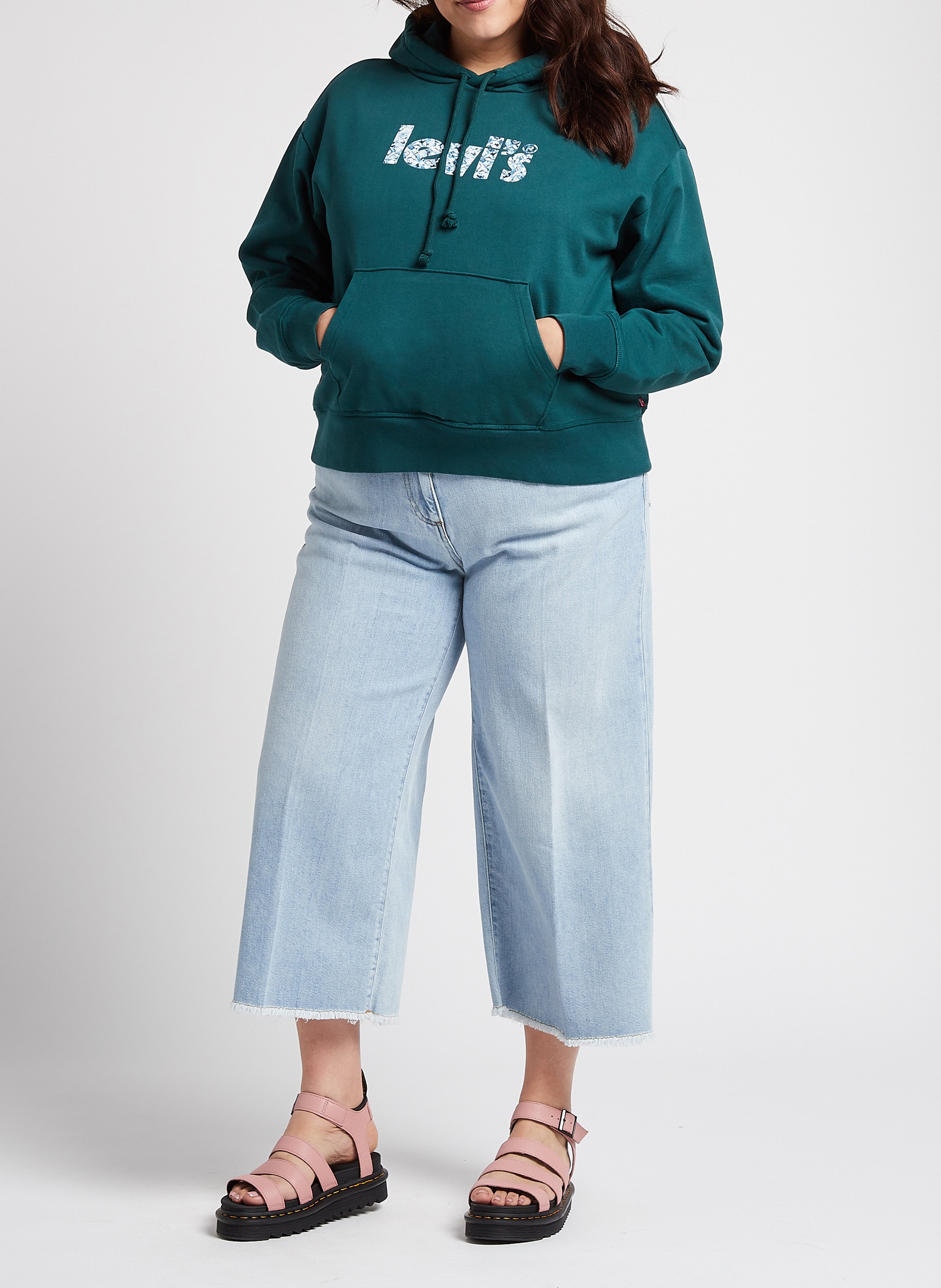 Sweat à capuche sérigraphié en coton mélangé  LEVI'S Vert