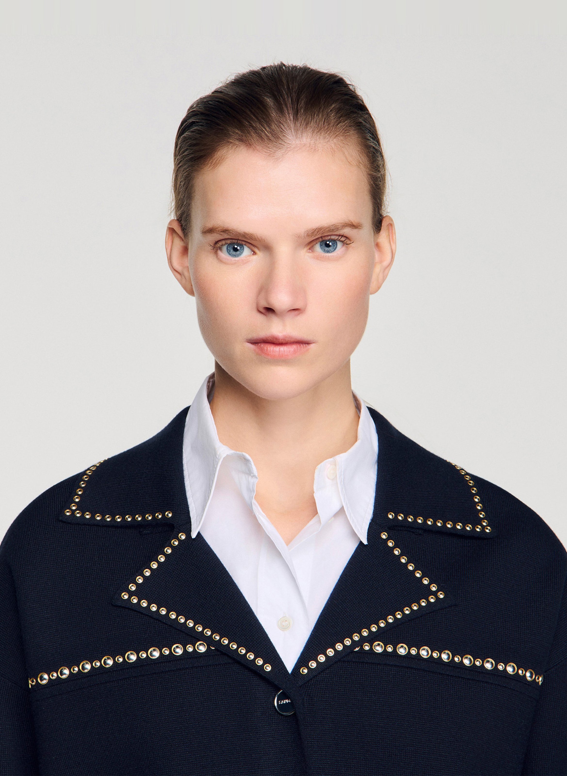 Oversized Tailored Collar Cardigan SANDRO Blue