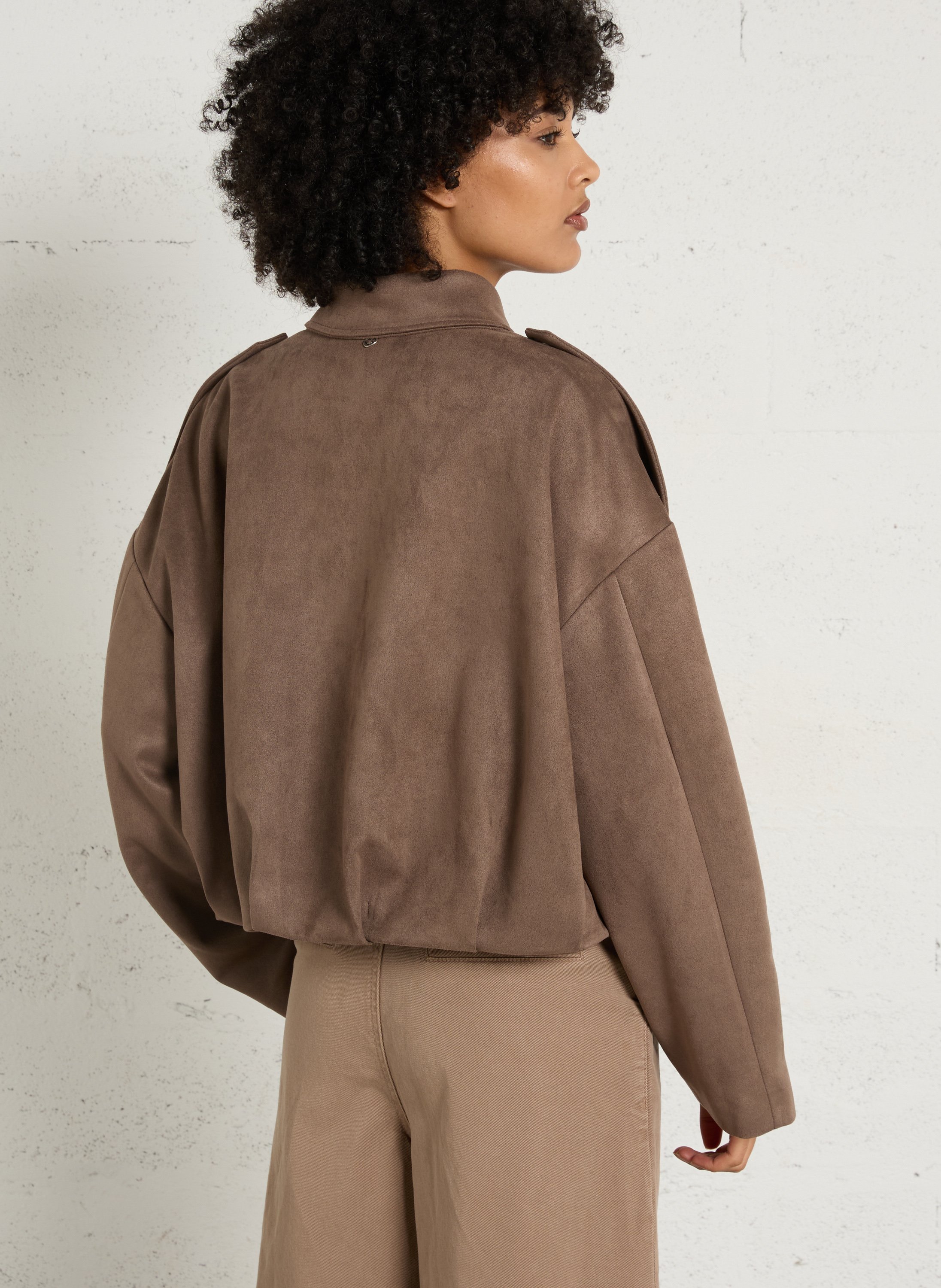 Oversized jacket with tailored collar PLEASE Beige