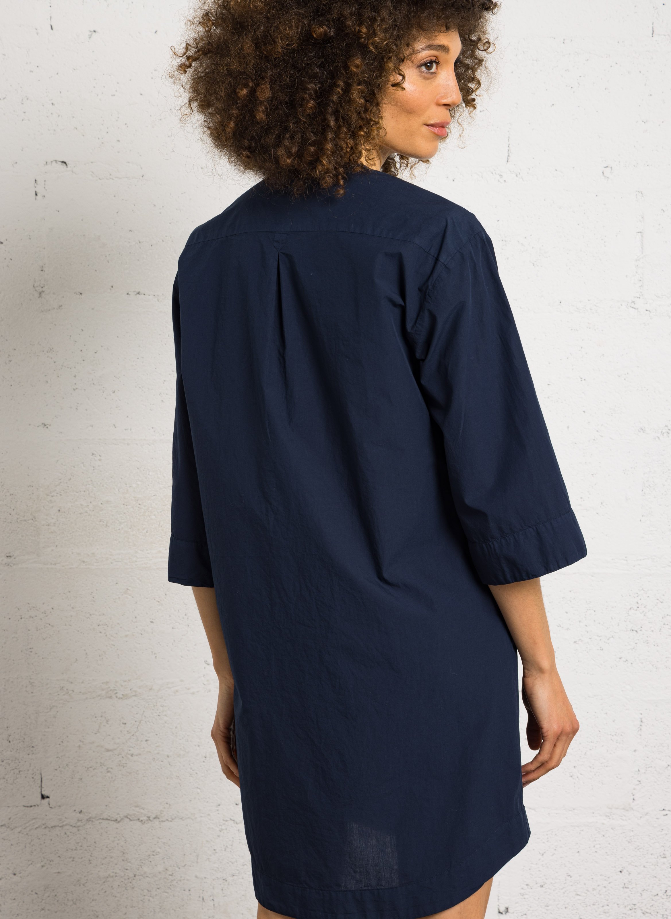 Robe courte ample col rond en coton HARTFORD Bleu