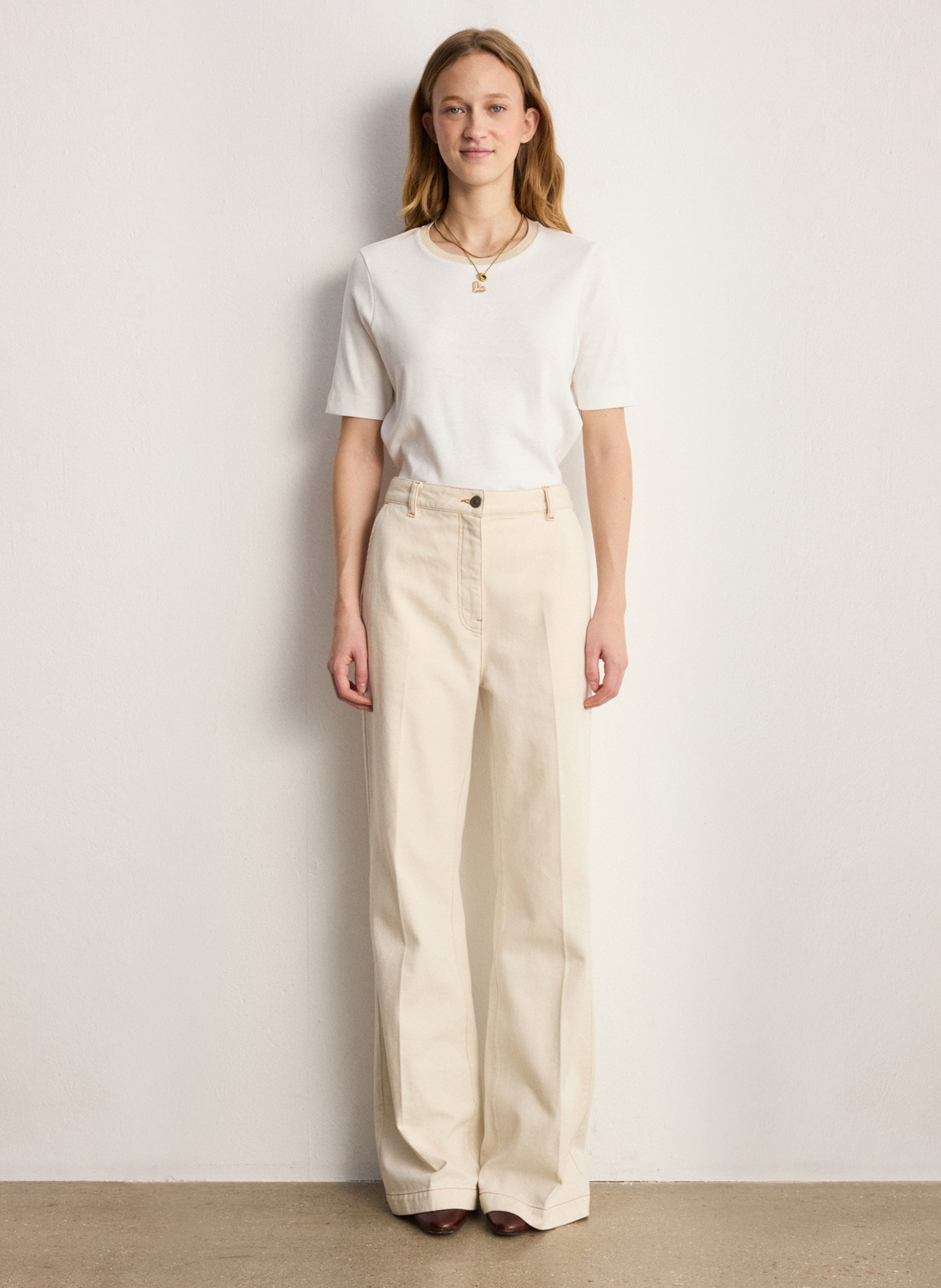 Jean droit en coton PABLO Beige