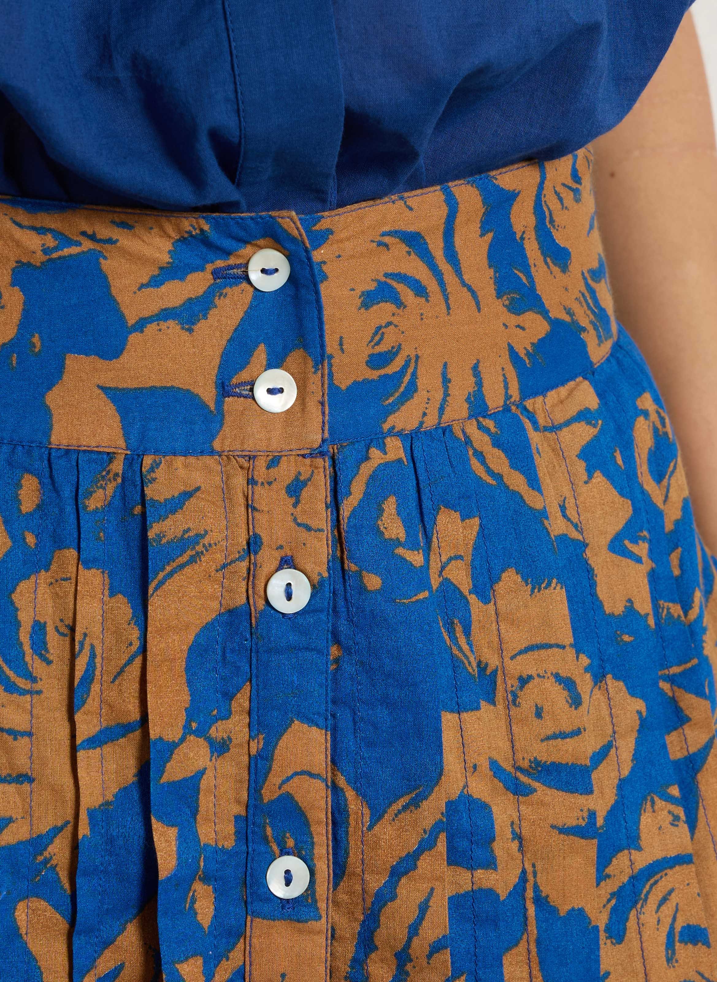 Jupe longue évasée en coton bio LEON & HARPER Bleu