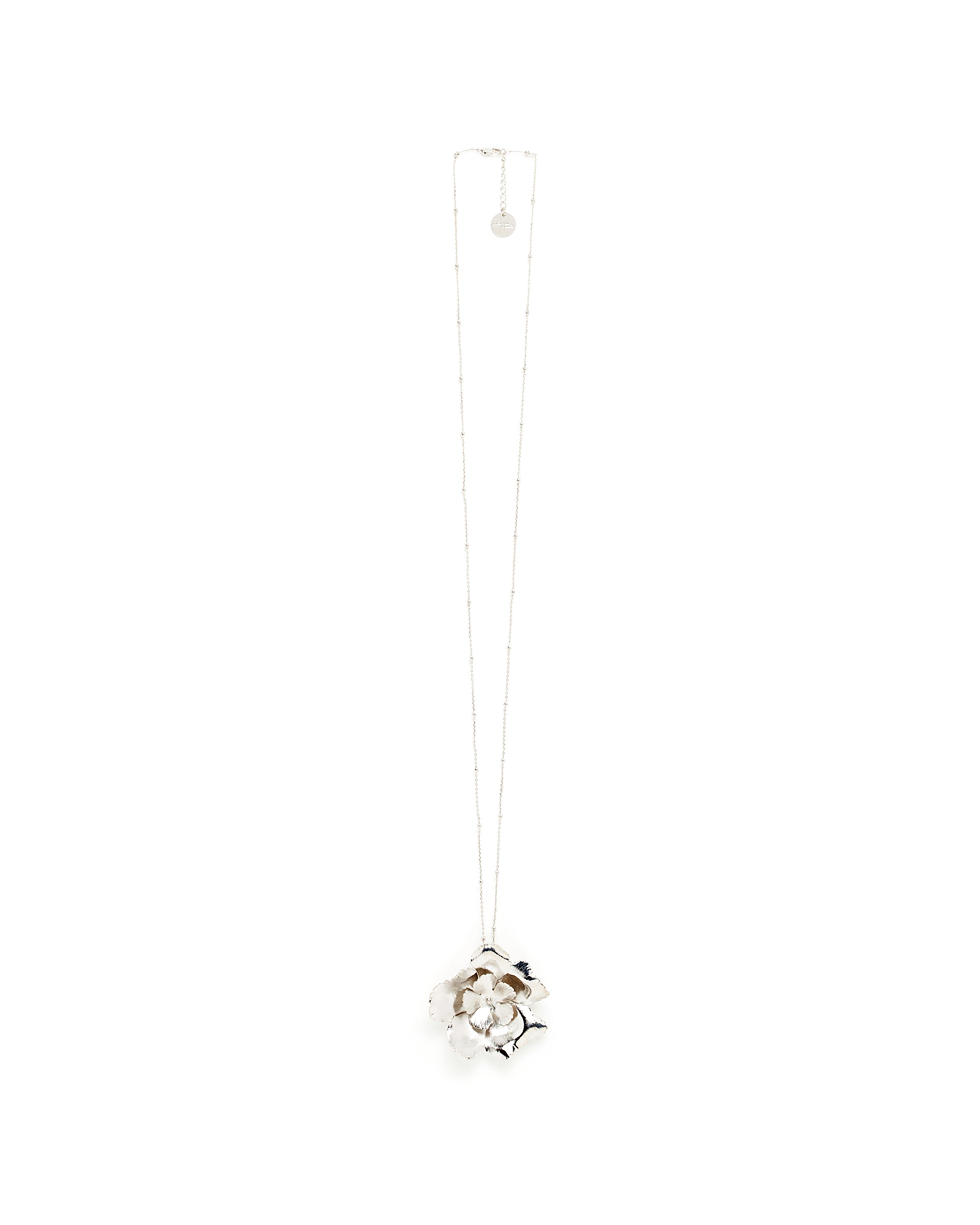 Long necklace with gold-plated flowers MONSIEUR SIMONE Silver