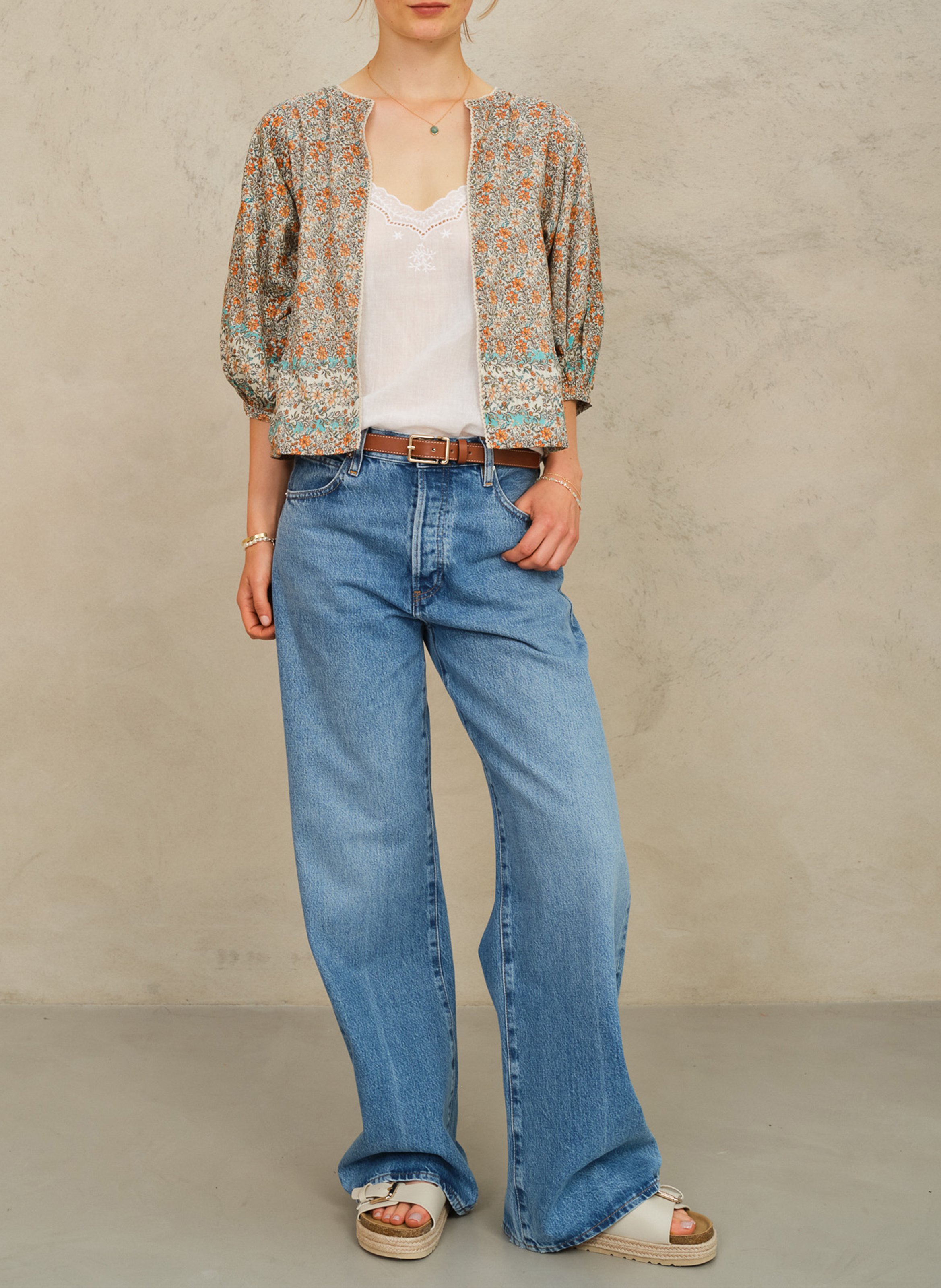 Recht katoenen jasje met ronde hals en print M.A.B.E Veelkleurig