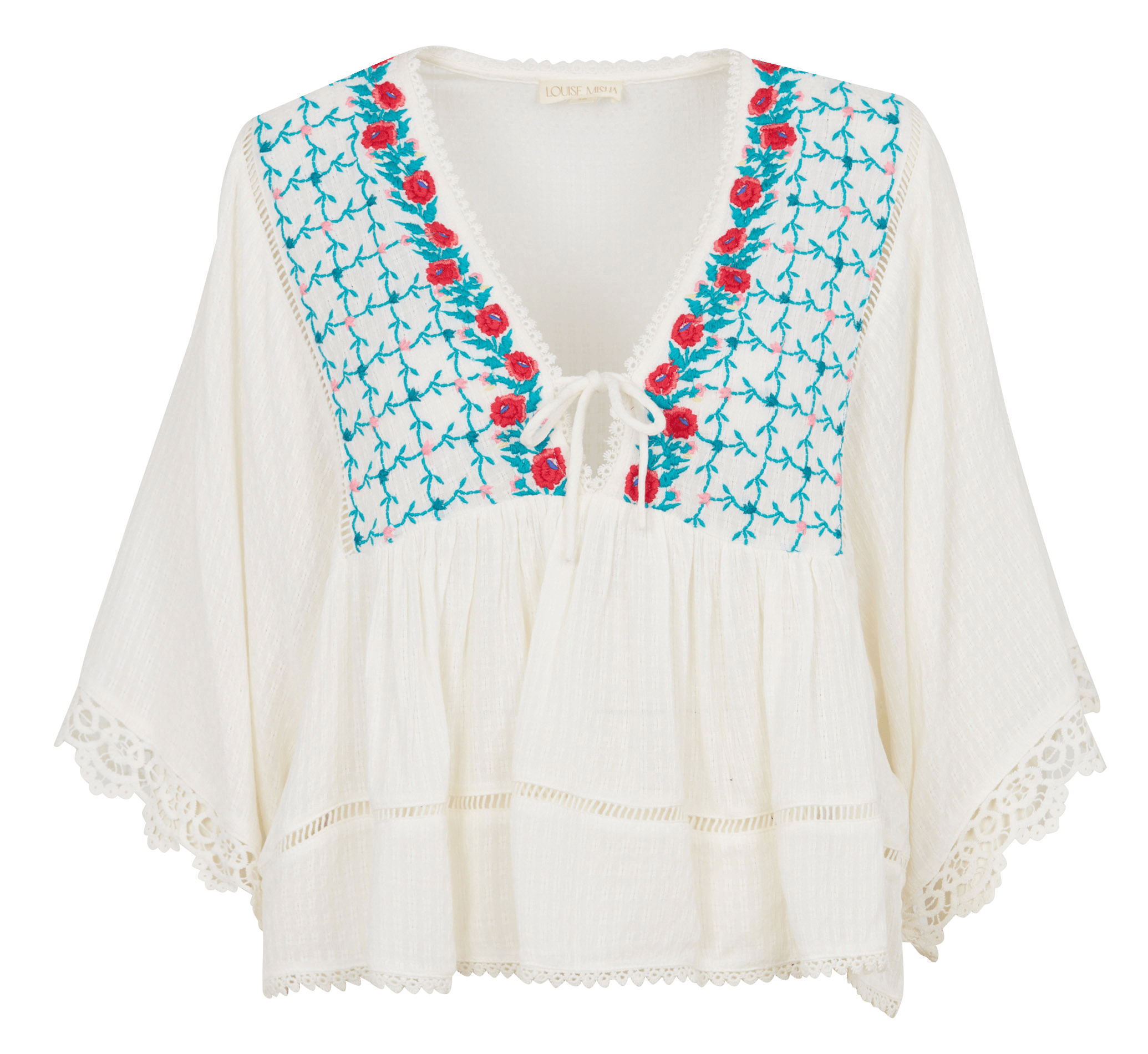 Blouse col V brodée LOUISE MISHA Blanc