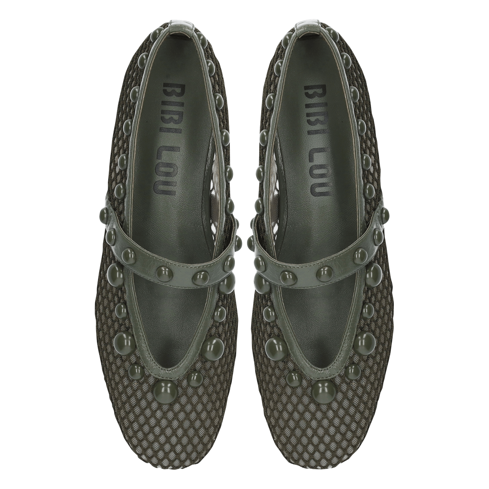 Ballerines plates à détails métalliques Kaki