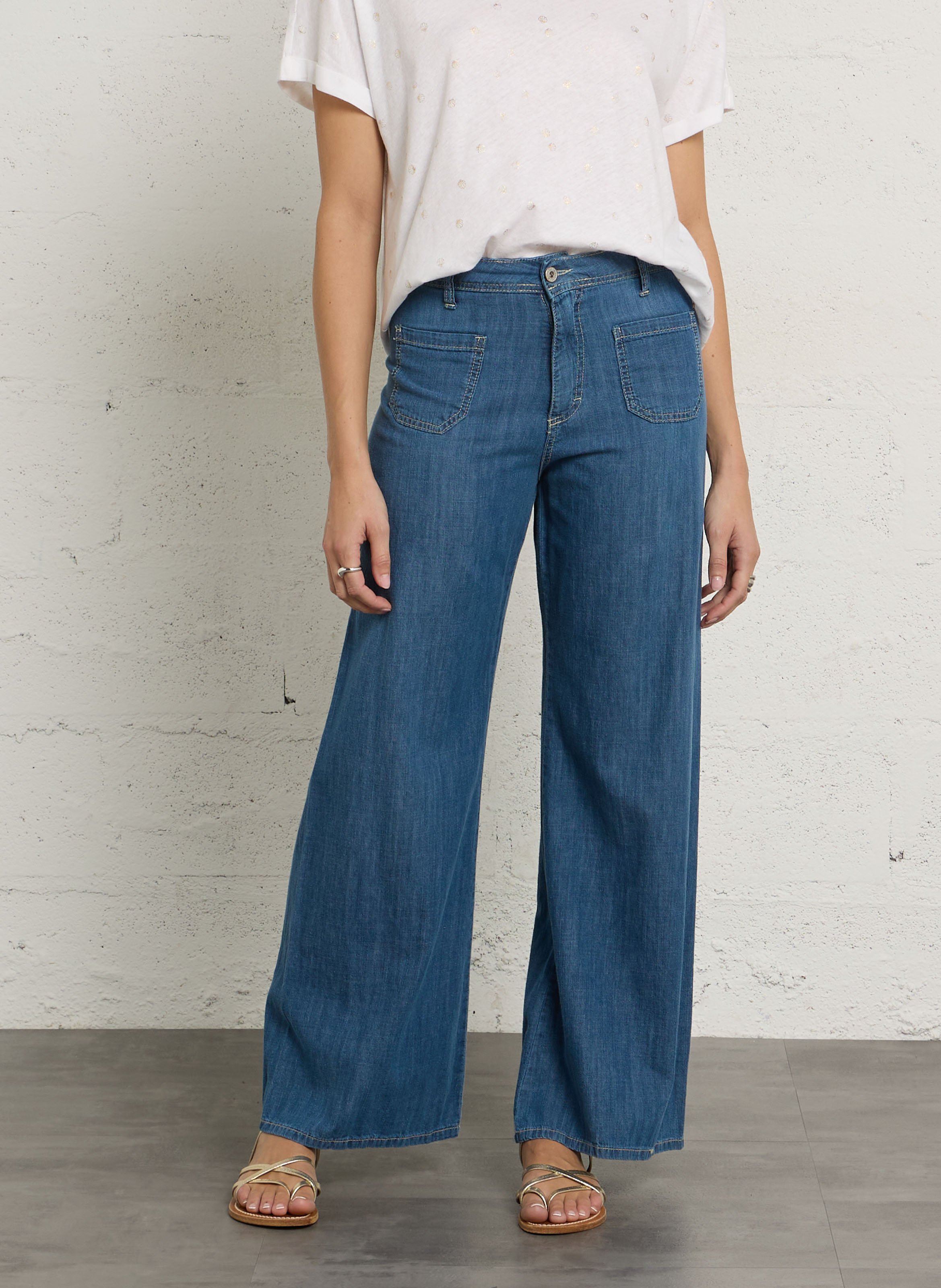 Jeans dritti colorati a 5 tasche PLEASE Blu