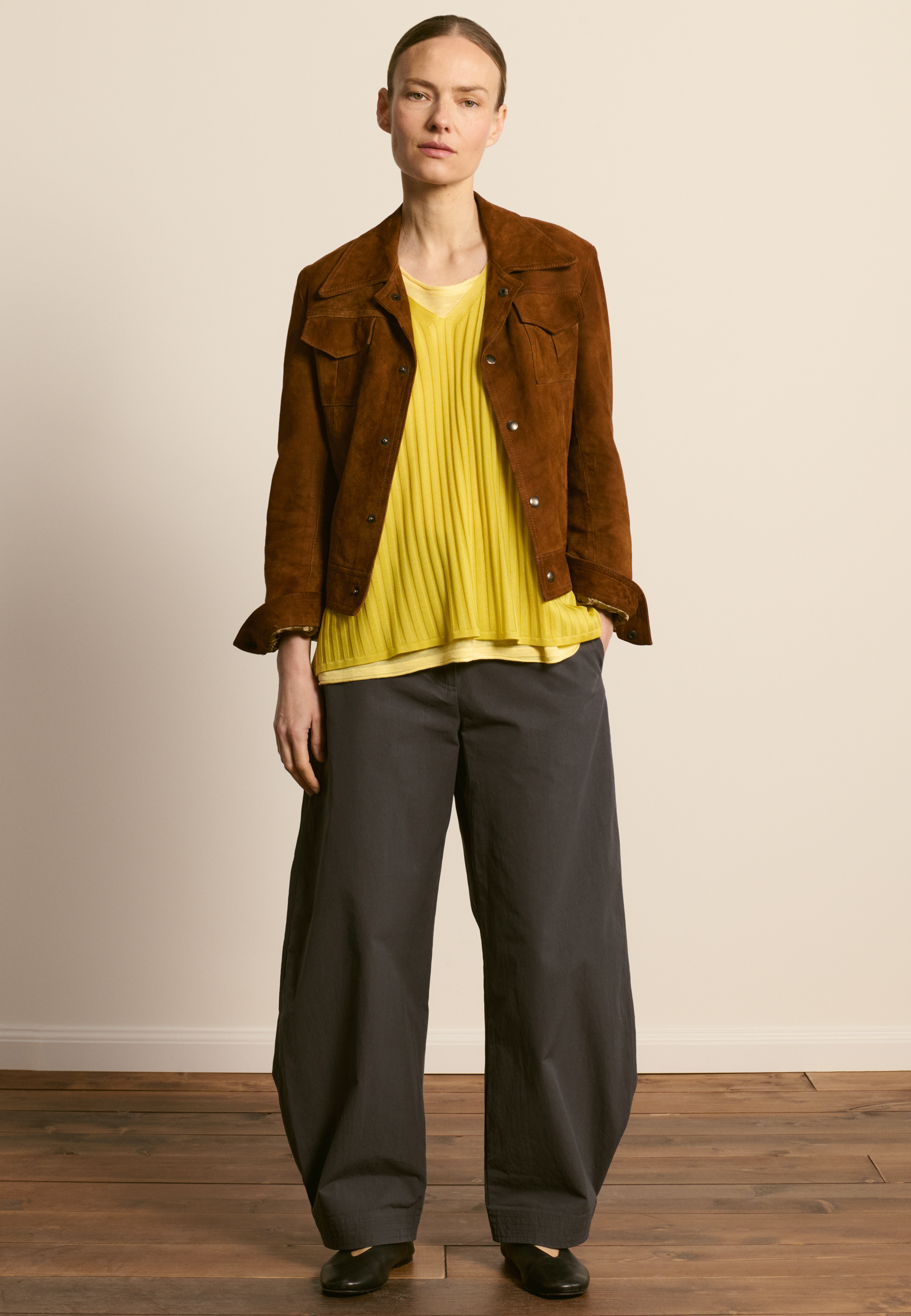 T-shirt col v en fil lumière MAISON MONTAGUT Vert