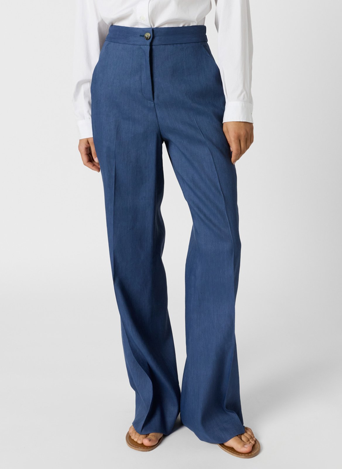 Pantalon droit en lin mélangé GERARD DAREL Bleu