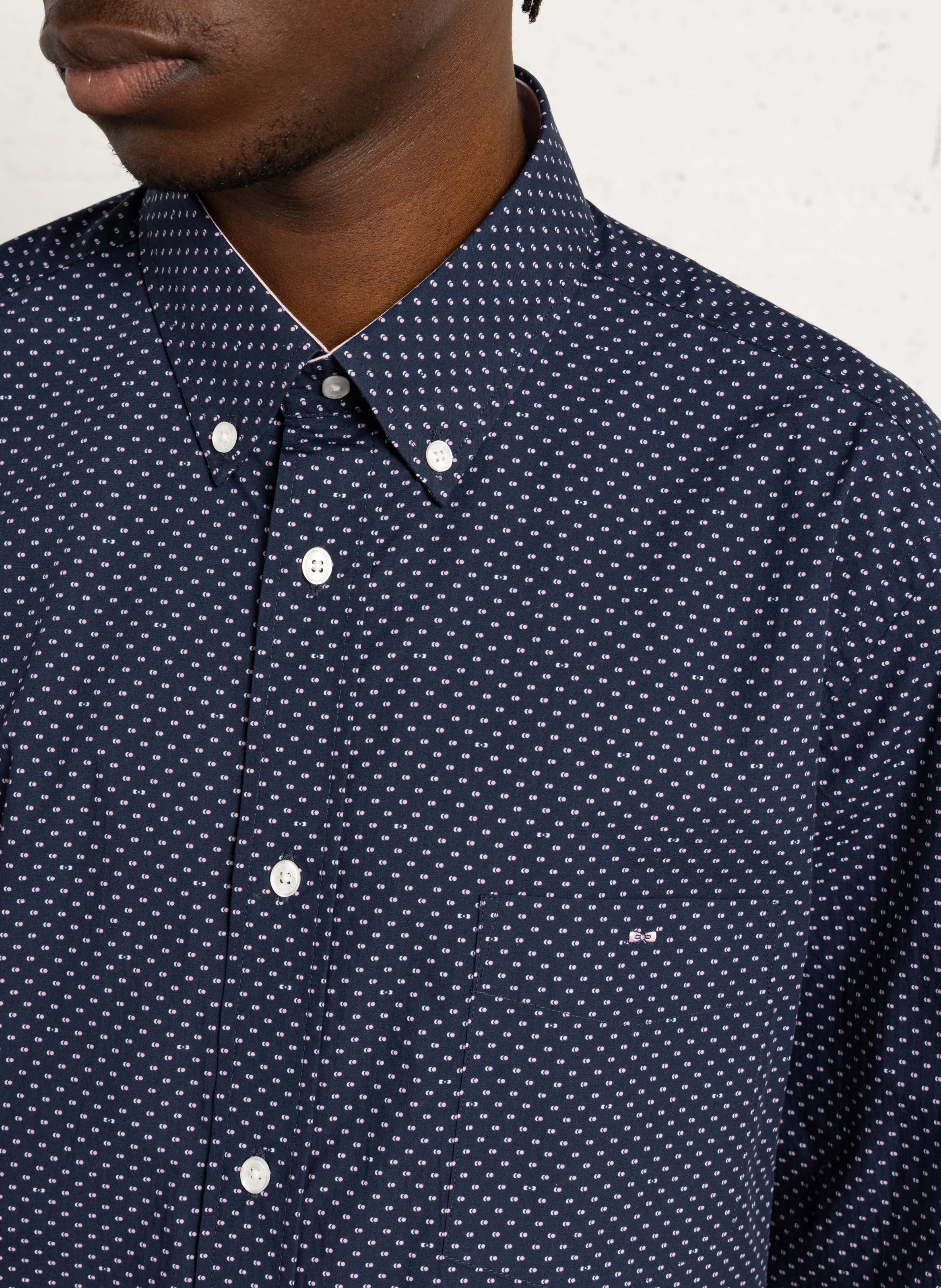 Chemise col classique manches contrastantes en coton EDEN PARK Pink