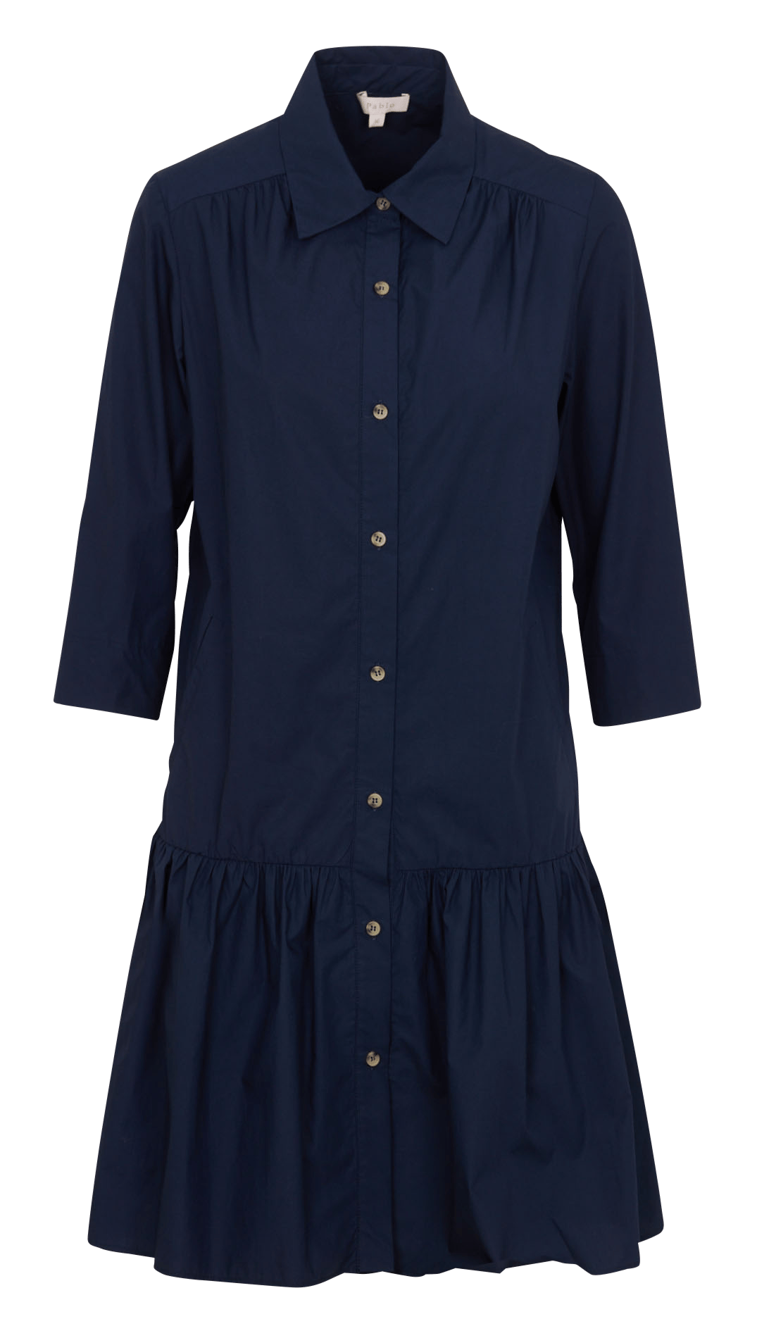 Vestido corto de algodón con cuello clásico PABLO Azul